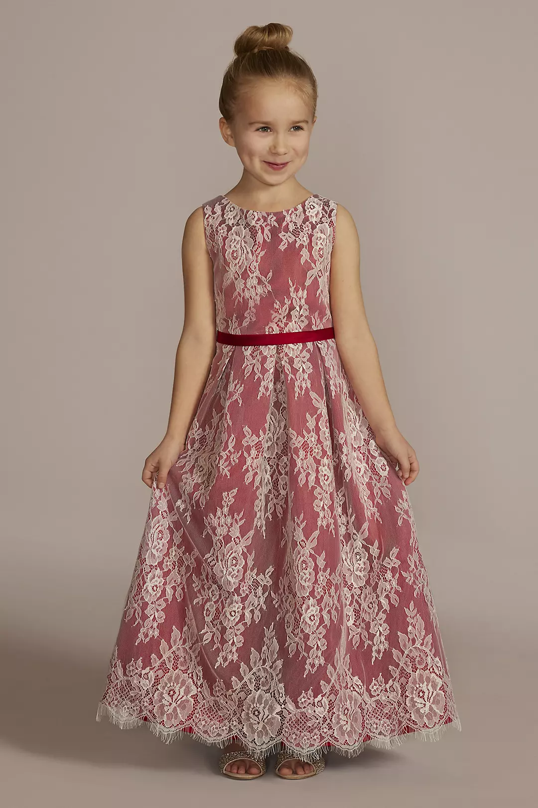 Lace and Satin Ball Gown Flower Girl Dress - Image 21