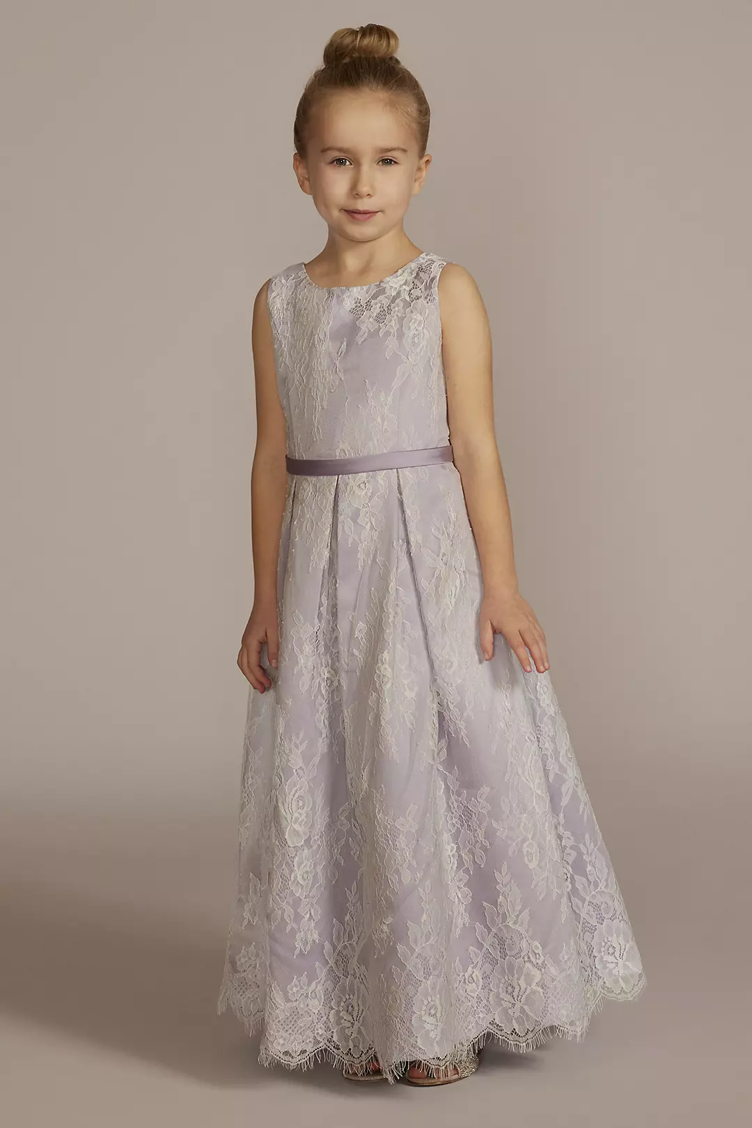 Lace and Satin Ball Gown Flower Girl Dress - Image 22