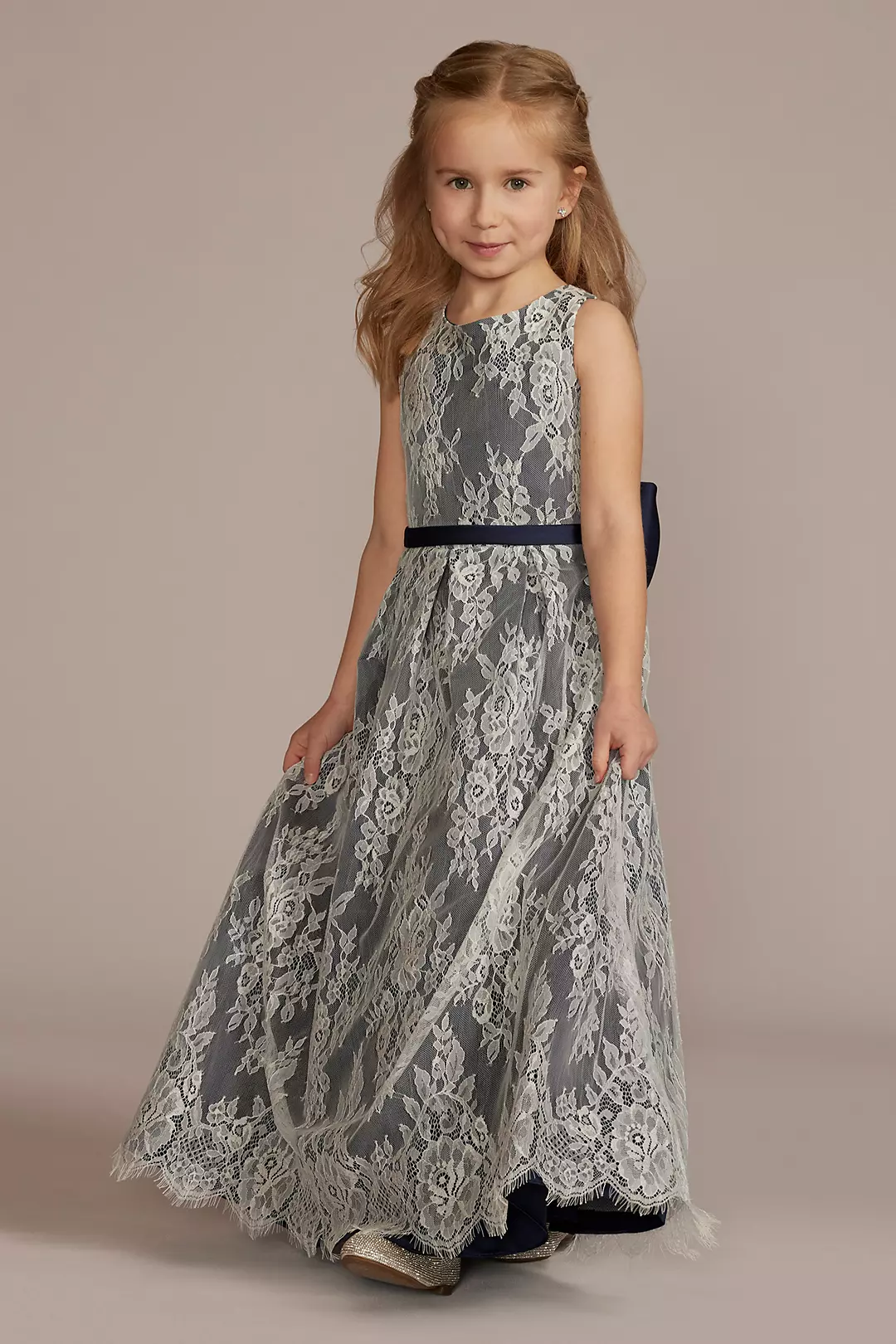 Lace and Satin Ball Gown Flower Girl Dress - Image 23