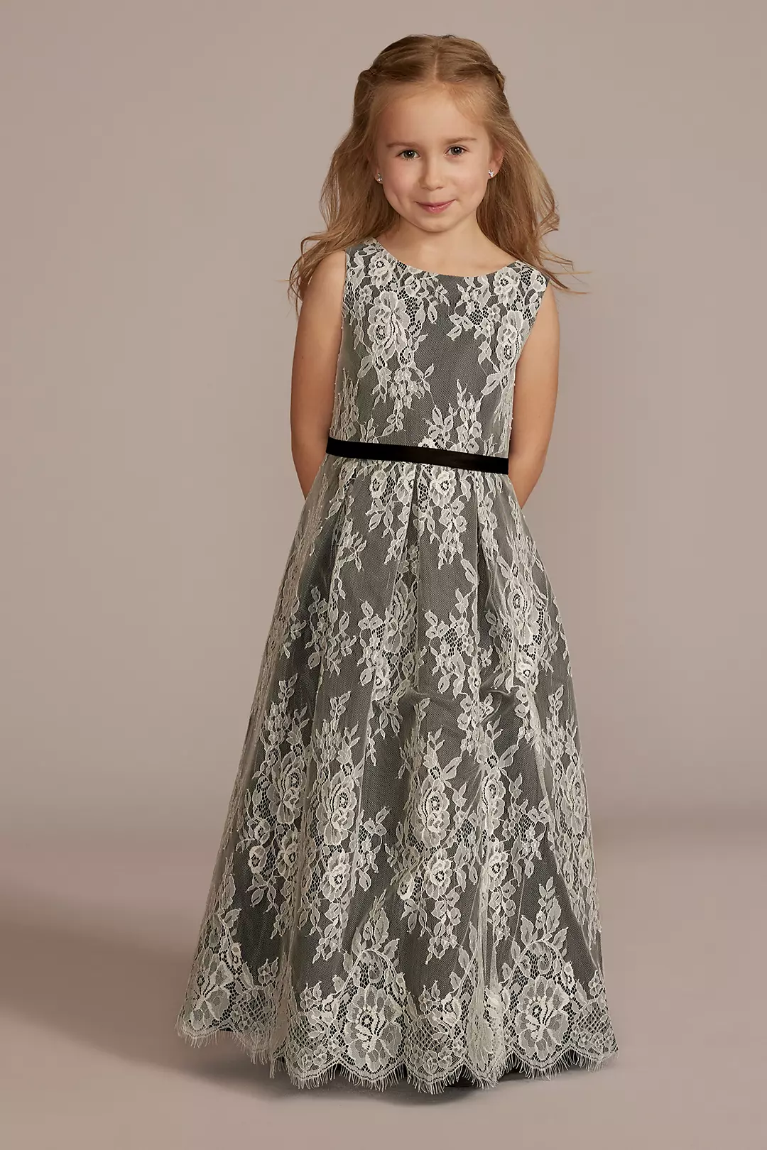 Lace and Satin Ball Gown Flower Girl Dress - Image 26