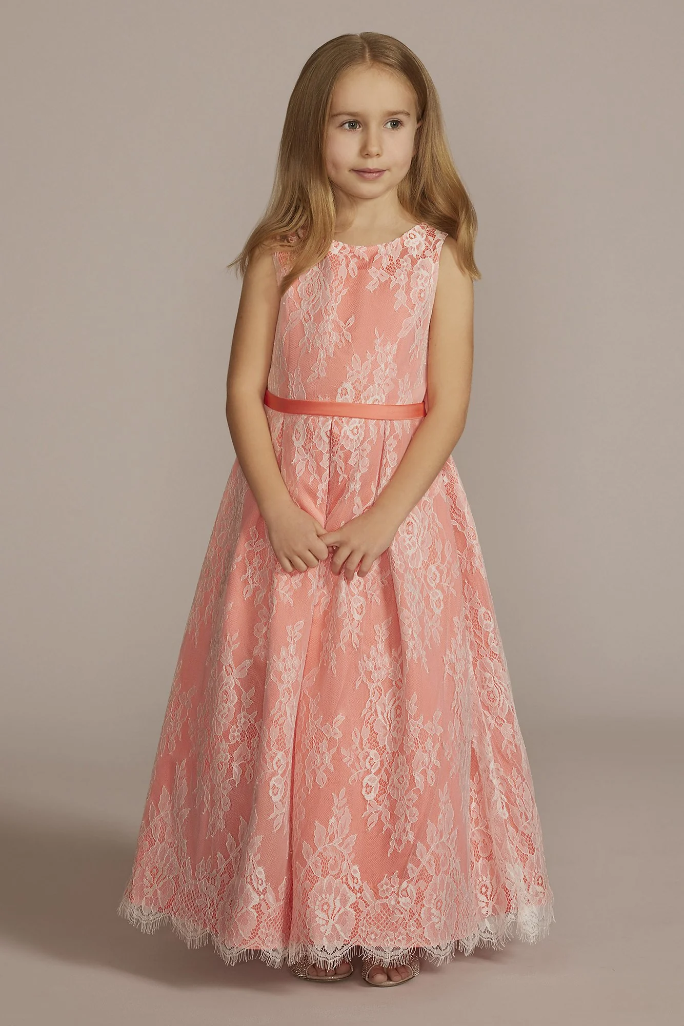 Lace and Satin Ball Gown Flower Girl Dress - Image 3