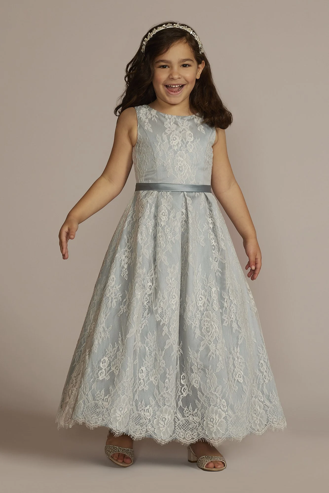 Lace and Satin Ball Gown Flower Girl Dress - Image 4
