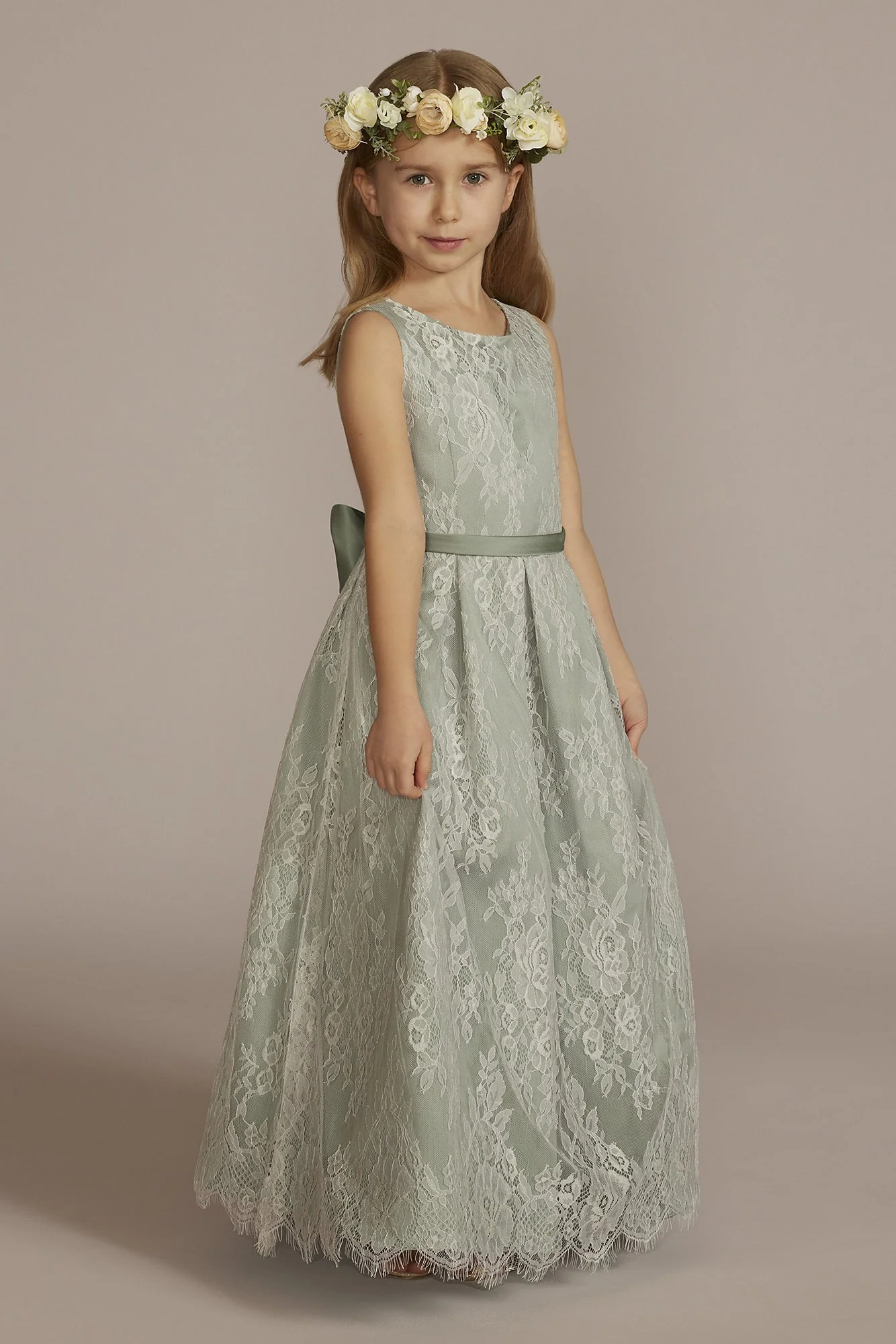 Lace and Satin Ball Gown Flower Girl Dress - Image 5
