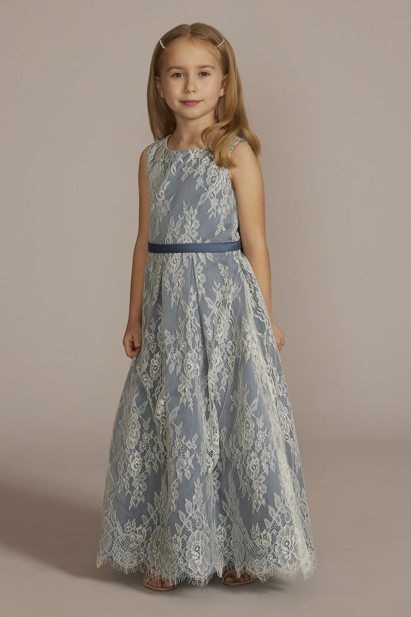 Lace and Satin Ball Gown Flower Girl Dress - Image 6