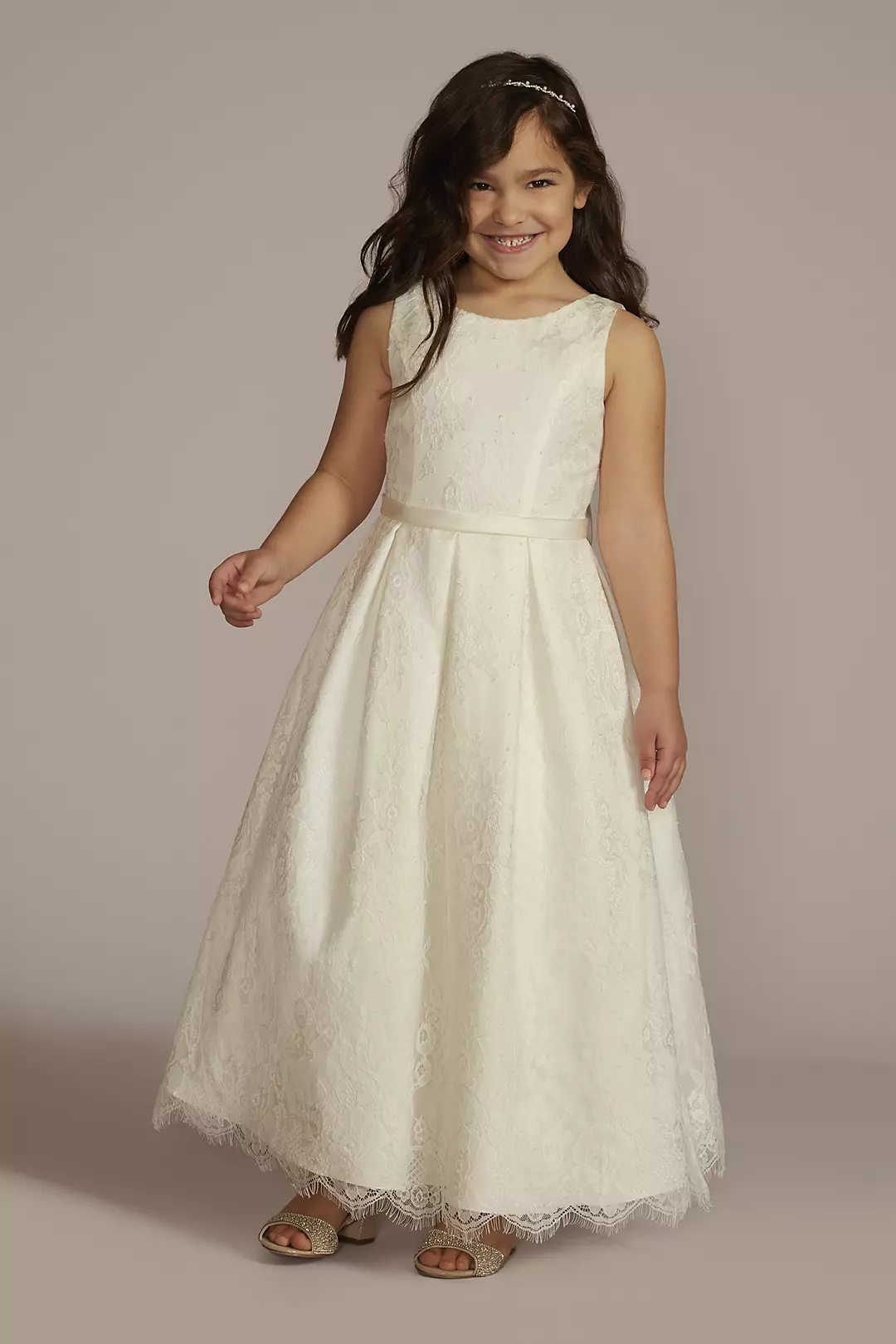 Lace and Satin Ball Gown Flower Girl Dress - Image 9