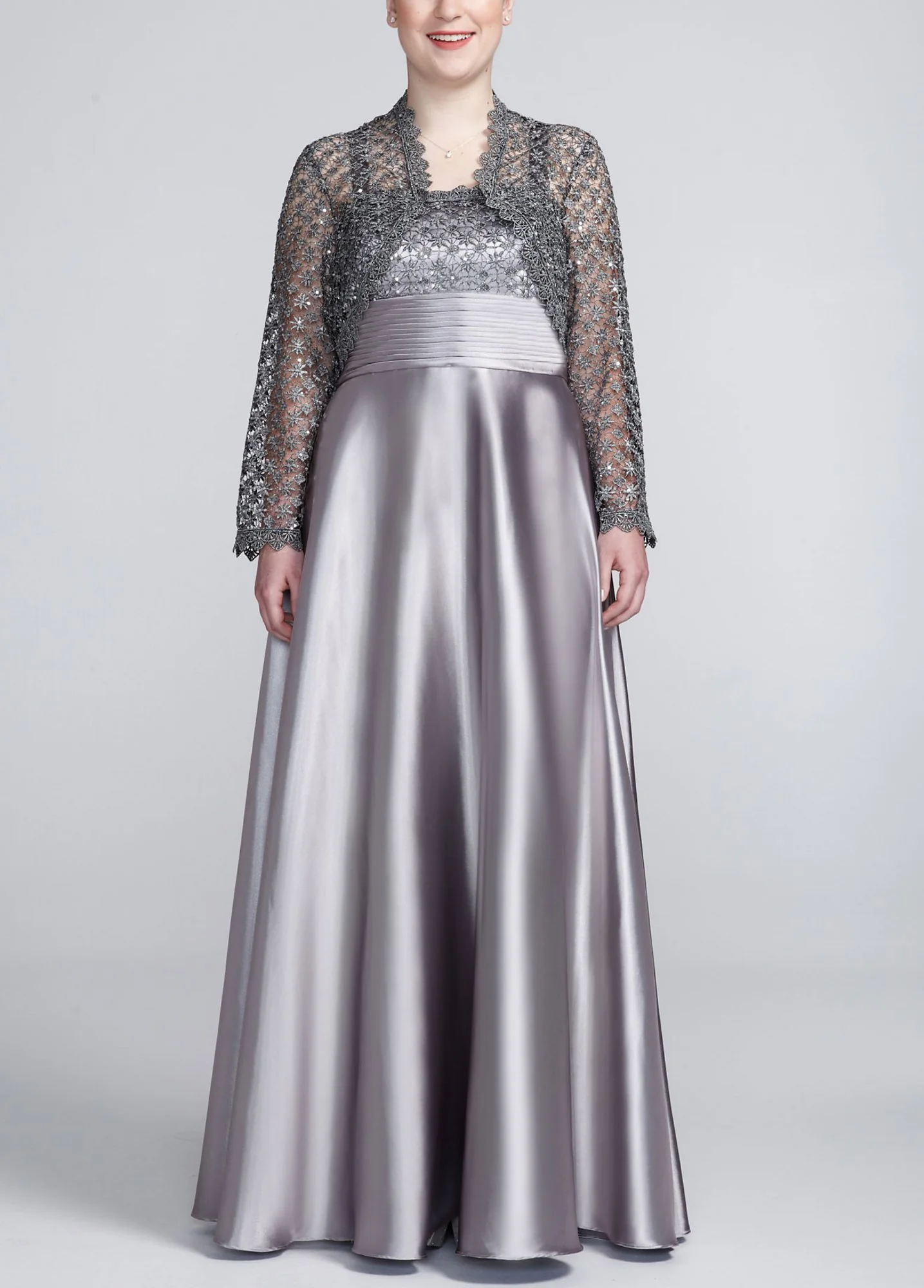 Lace and Satin Bolero Jacket Dress - Image 2