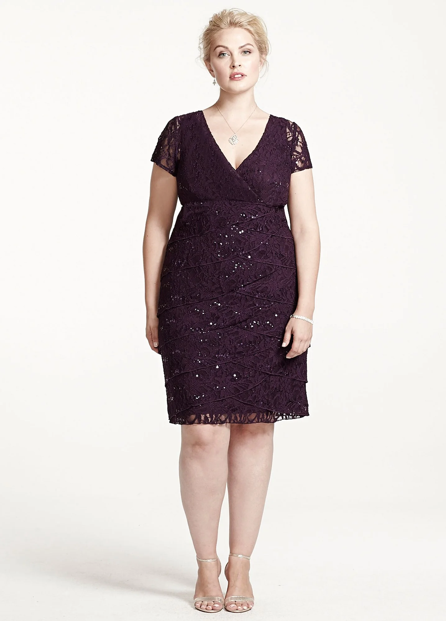 Lace and Sequin Dress with Tiered Skirt - Image 5