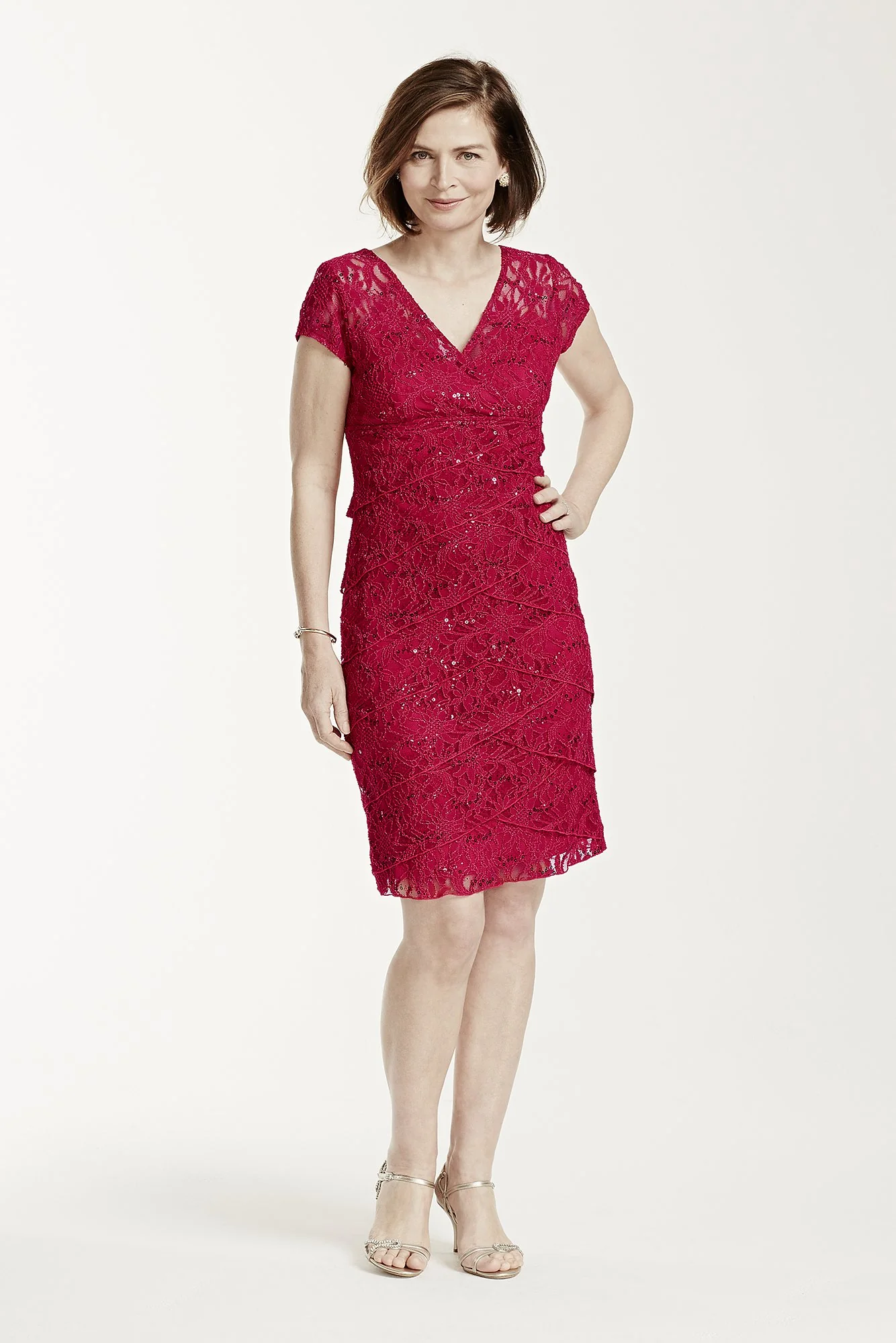 Lace and Sequin Dress with Tiered Skirt - Image 7