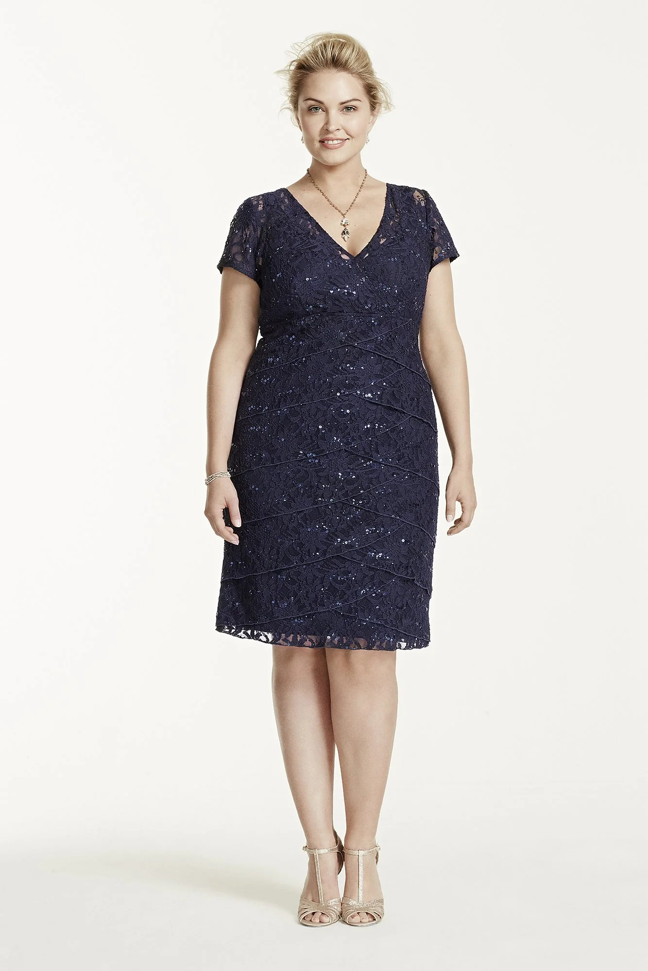 Lace and Sequin Dress with Tiered Skirt - Image 8