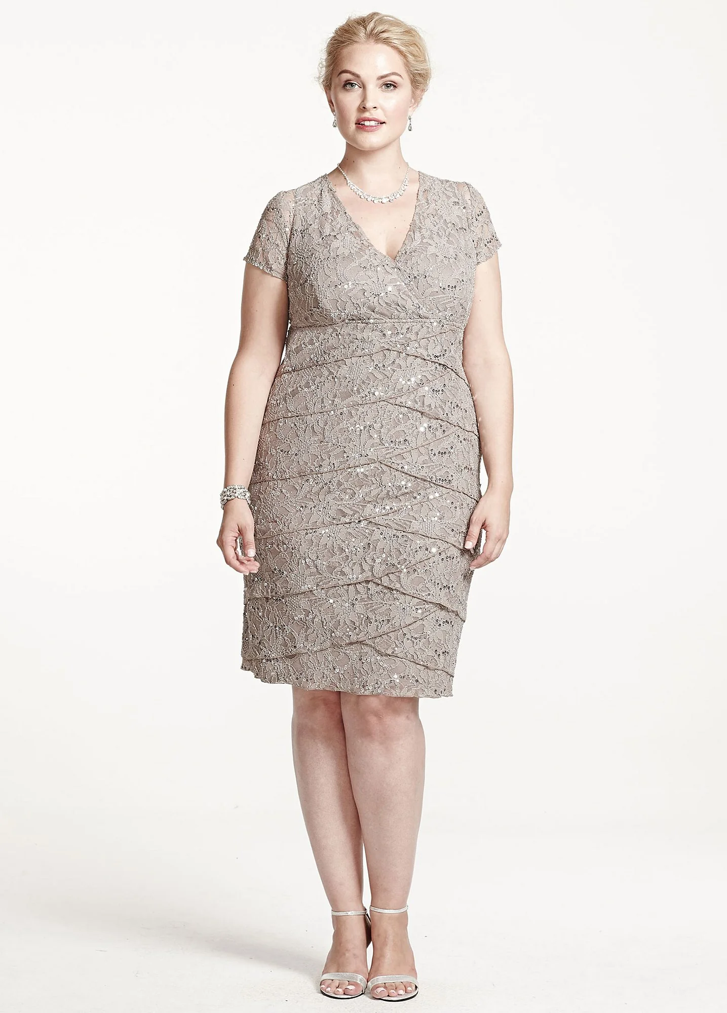 Lace and Sequin Dress with Tiered Skirt - Image 9