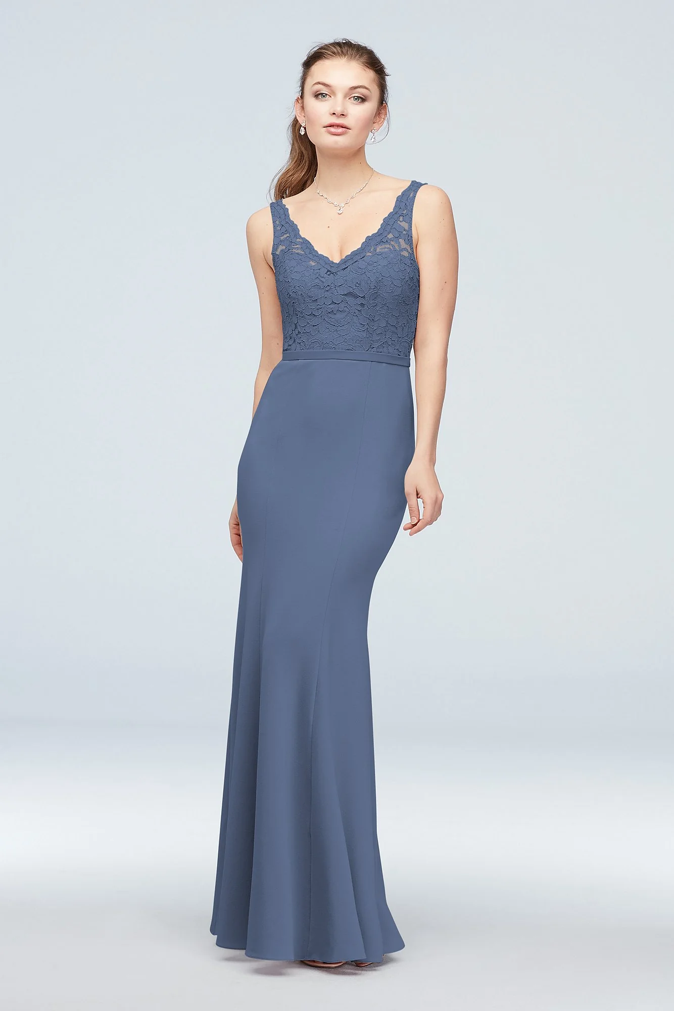 Lace and Stretch Crepe V-Neck Bridesmaid Dress - Image 14