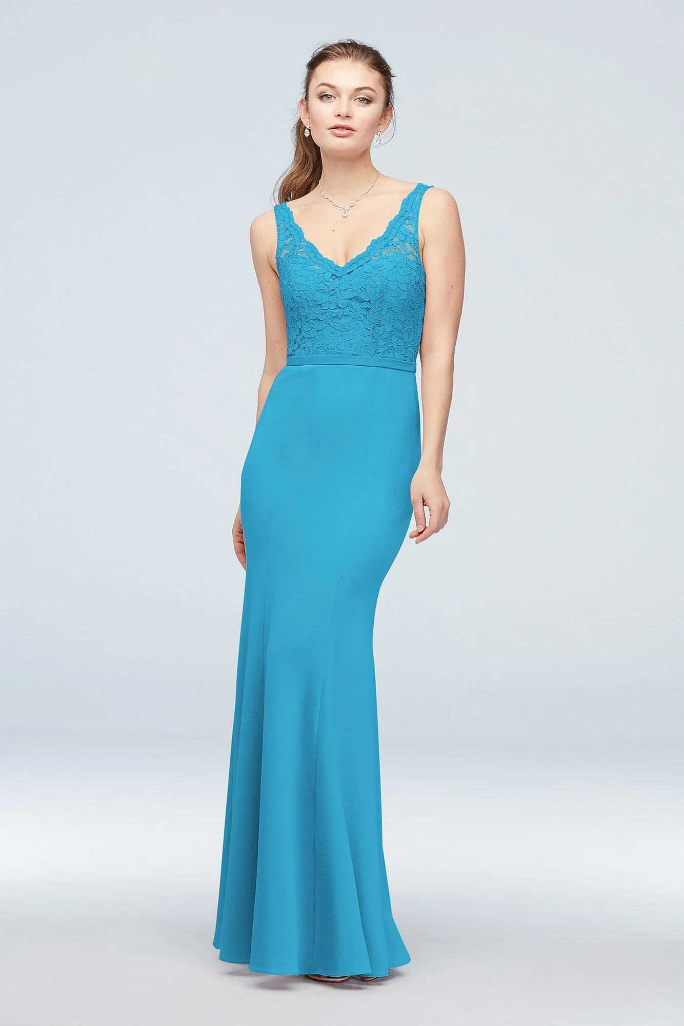 Lace and Stretch Crepe V-Neck Bridesmaid Dress - Image 28