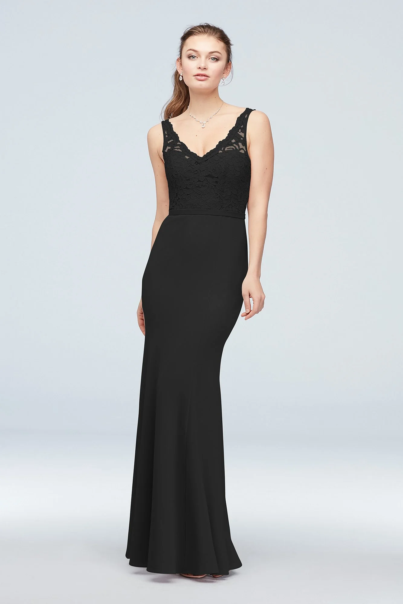 Lace and Stretch Crepe V-Neck Bridesmaid Dress - Image 34