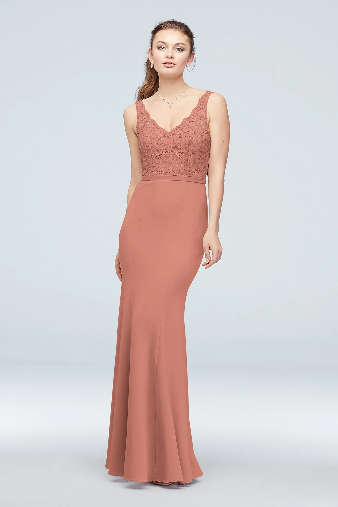 Lace and Stretch Crepe V-Neck Bridesmaid Dress - Image 72
