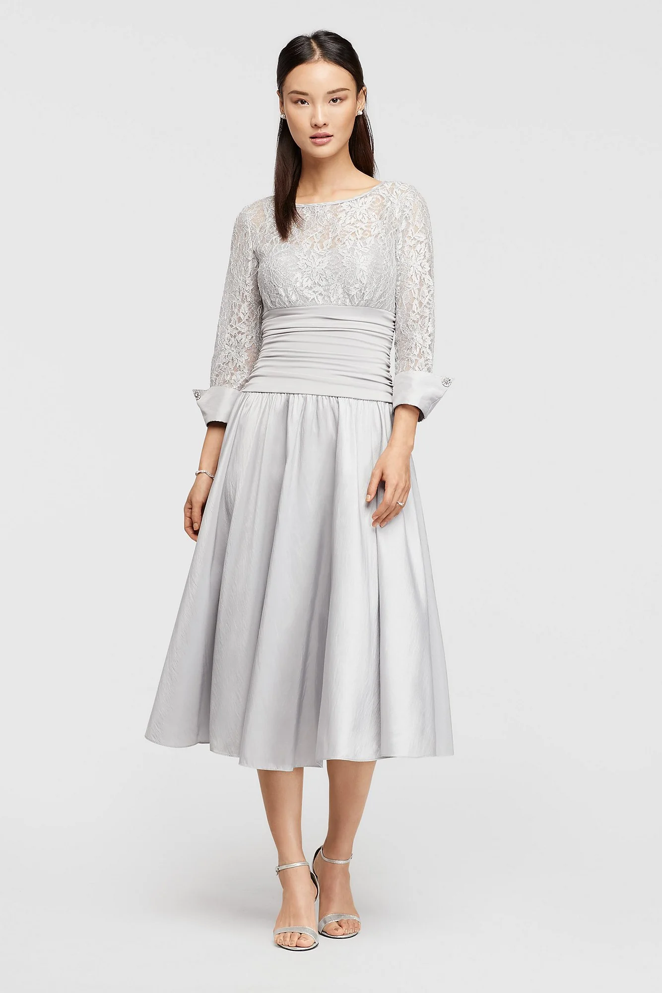 Lace and Taffeta Tea-Length Dress - Image 2