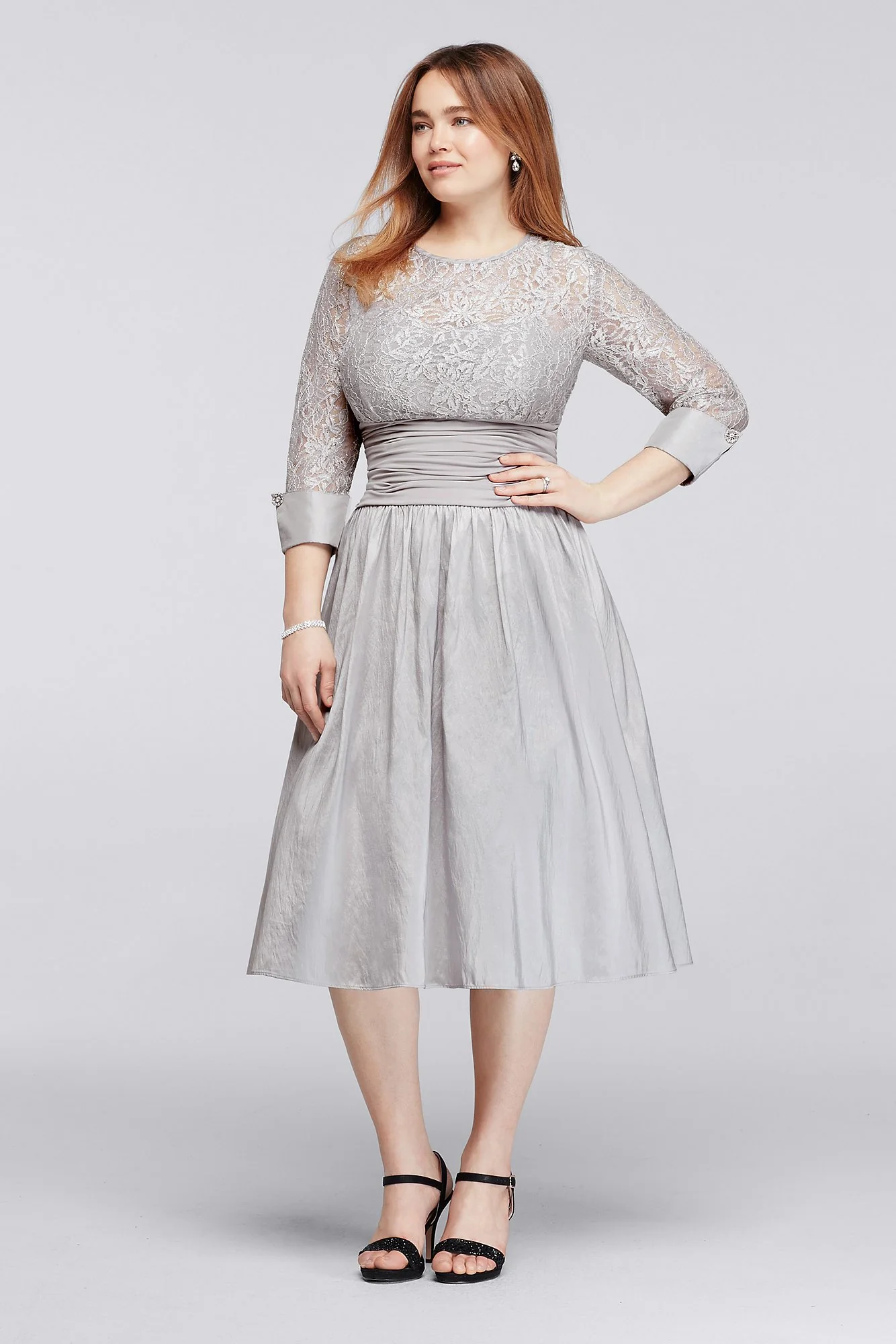 Lace and Taffeta Tea-Length Dress - Image 3