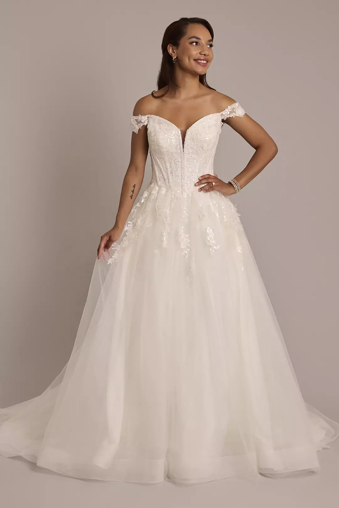 Lace and Tulle Ball Gown Wedding Dress - Image 16