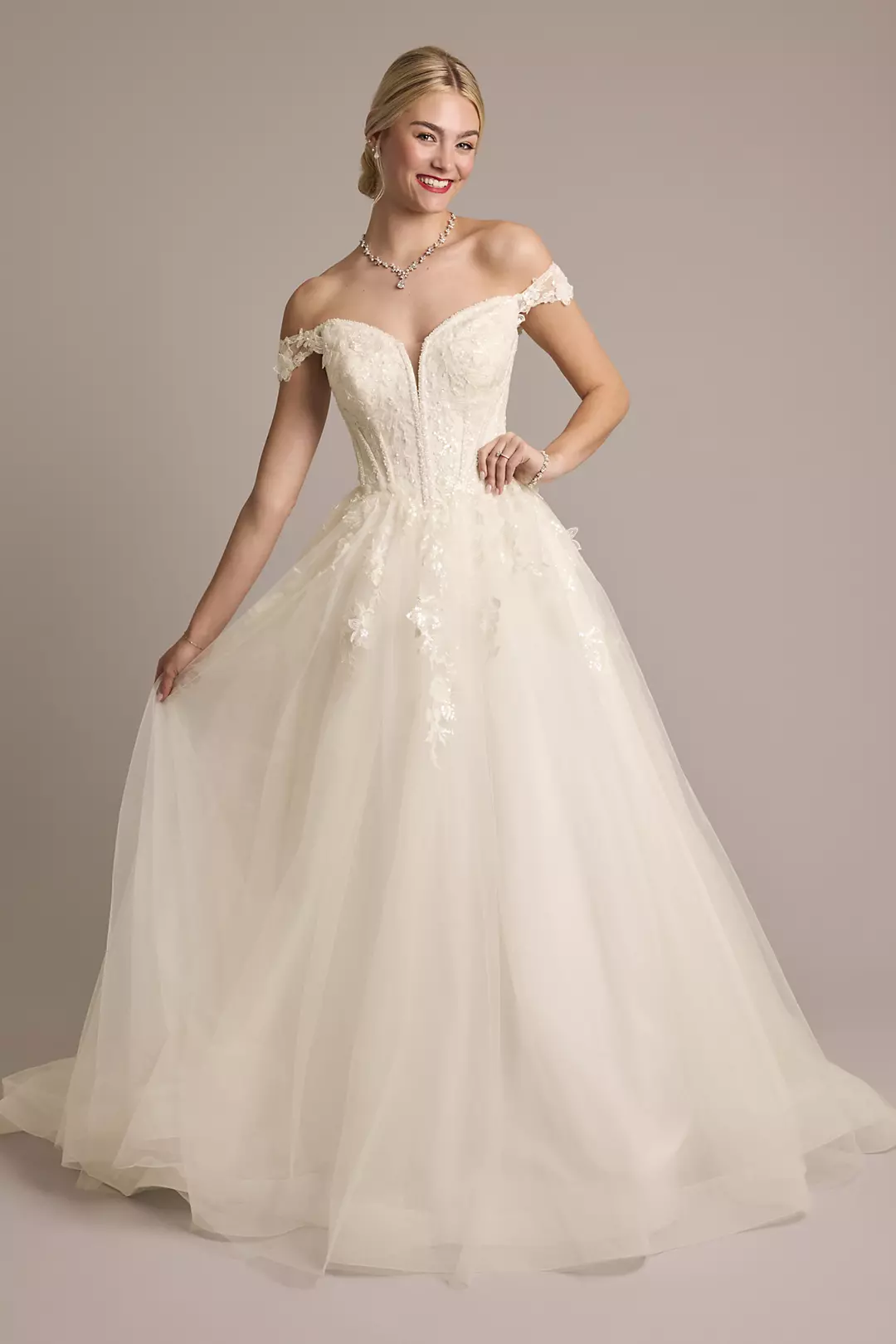 Lace and Tulle Ball Gown Wedding Dress - Image 2