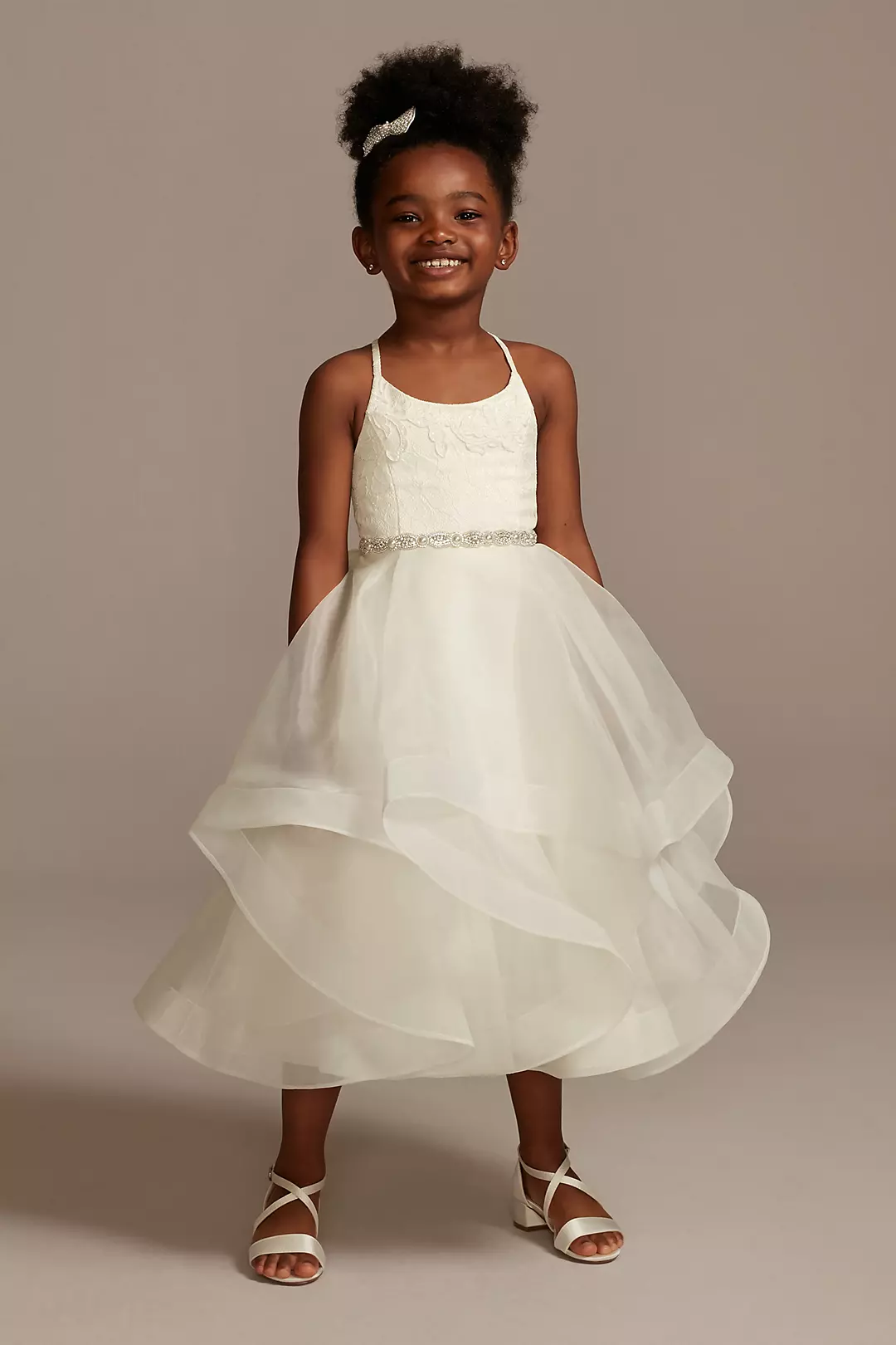 Lace and Tulle Flower Girl Dress with Full Skirt - Image 5