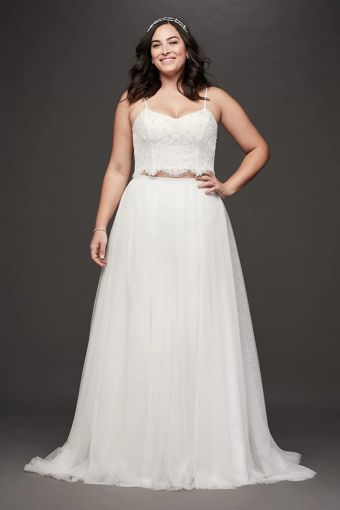 Lace and Tulle Two-Piece A-Line Wedding Dress - Image 2