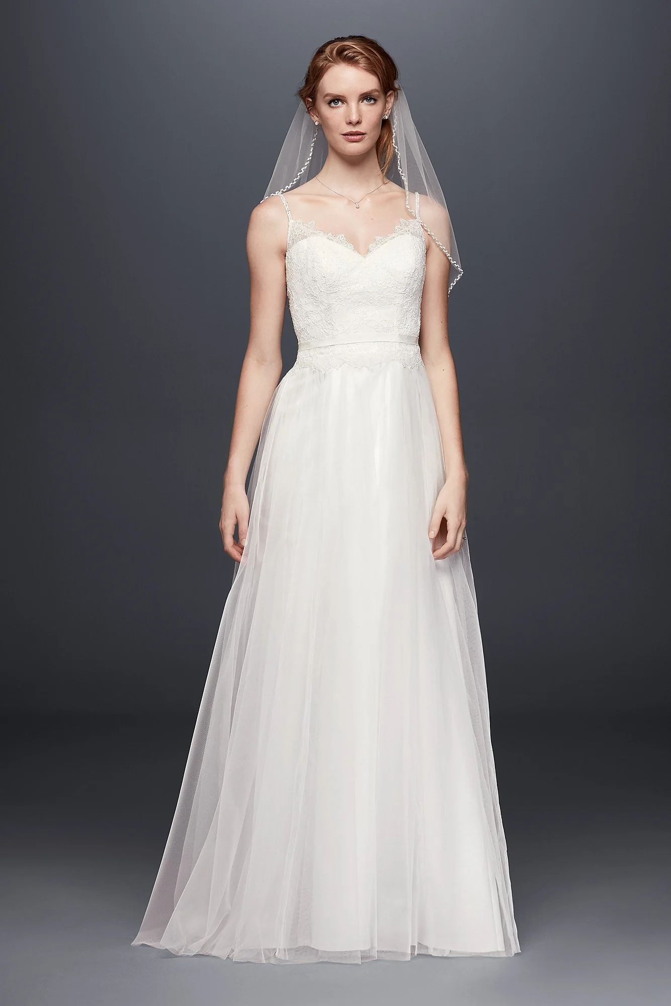 Lace and Tulle Wedding Dress with Beaded Straps - Image 4