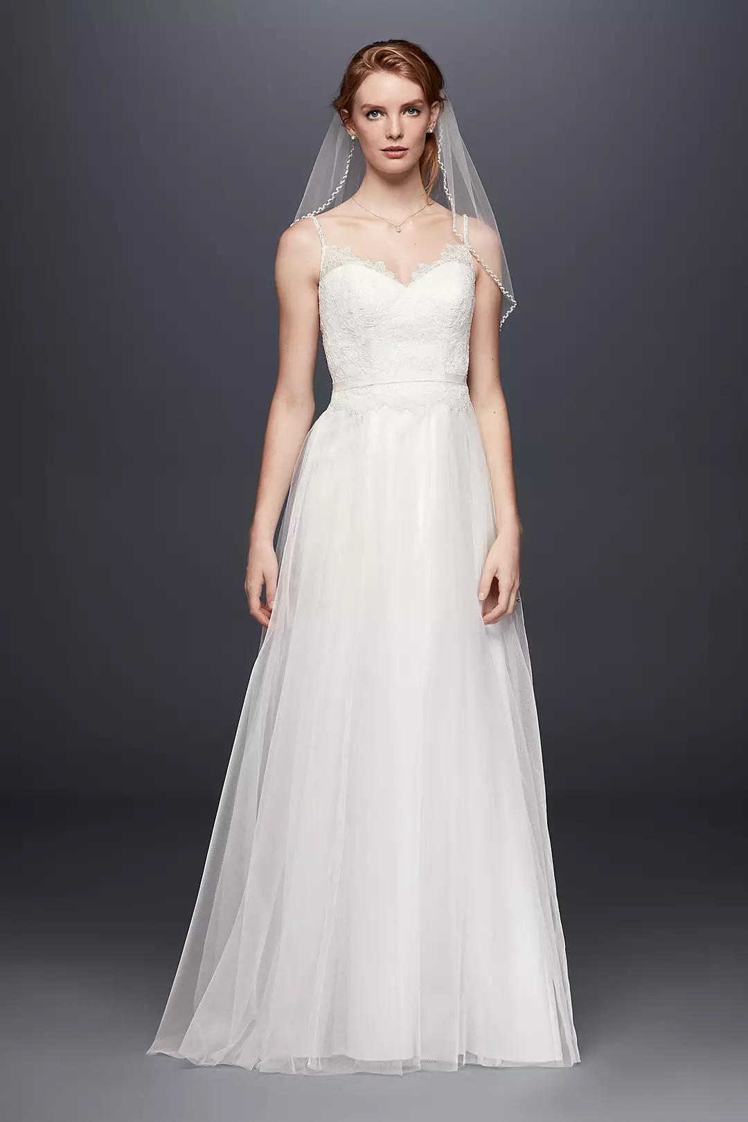 Lace and Tulle Wedding Dress with Beaded Straps - Image 6