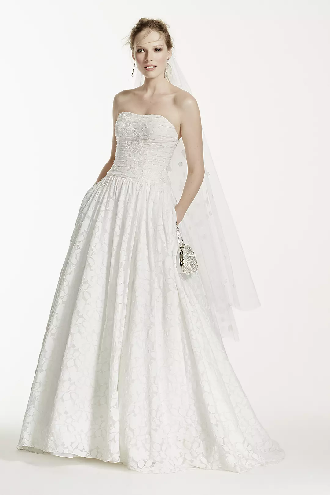 Lace Applique Ball Gown Strapless Wedding Dress - Image 10