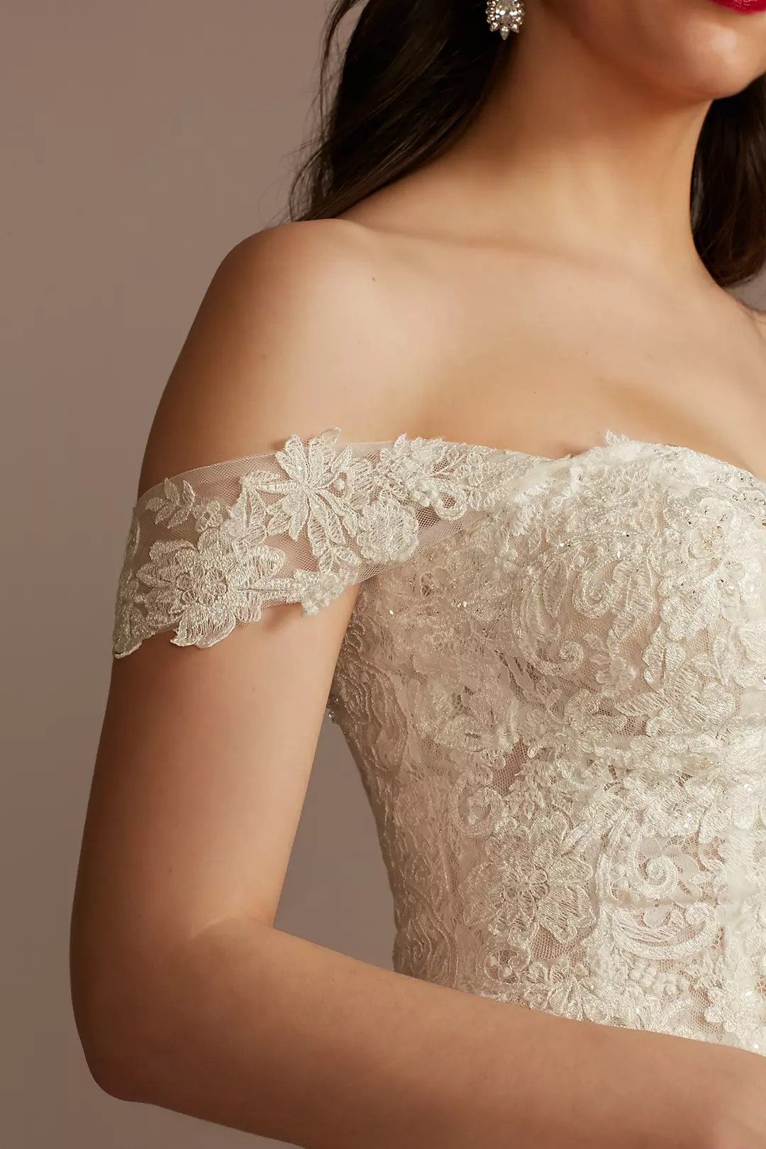 Lace Applique Detachable Swag Sleeves