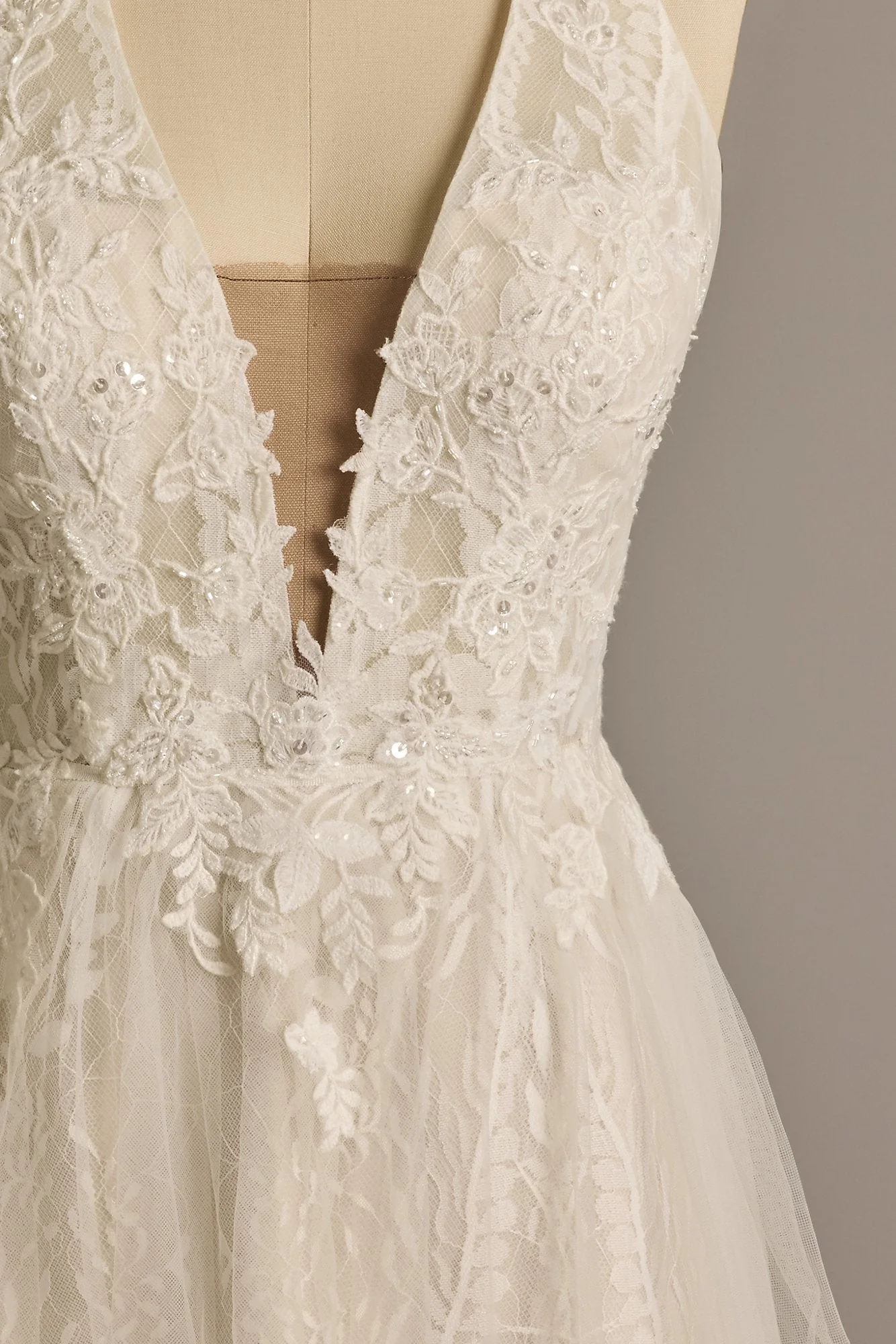 Lace Applique Halter A-Line Wedding Dress - Image 25