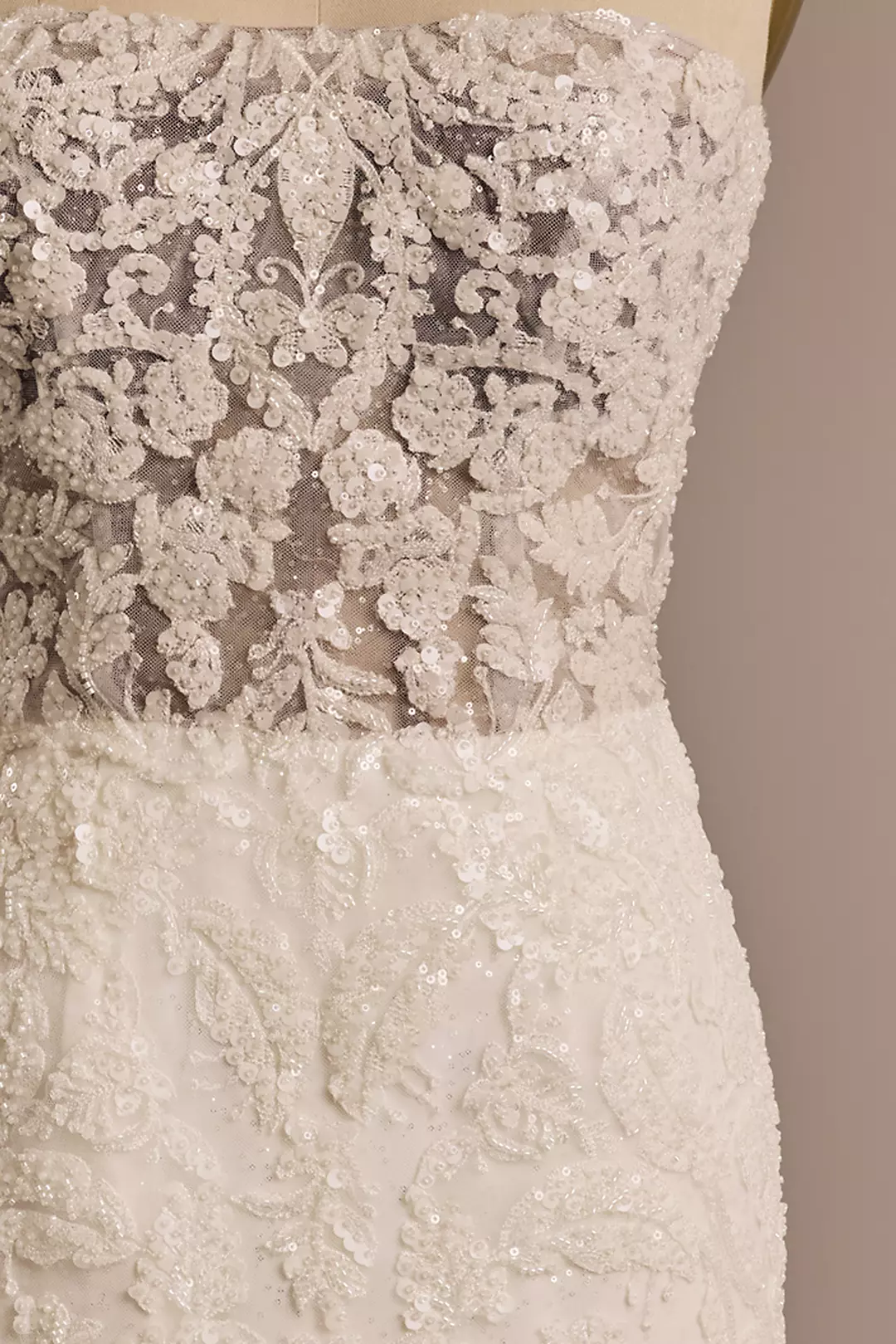 Lace Applique Illusion Bodice Mermaid Wedding Gown - Image 12