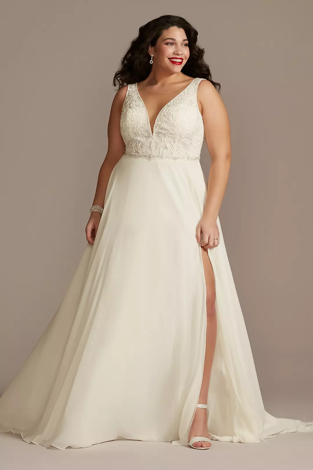 Applique Illusion Chiffon Wedding Dress - Image 10