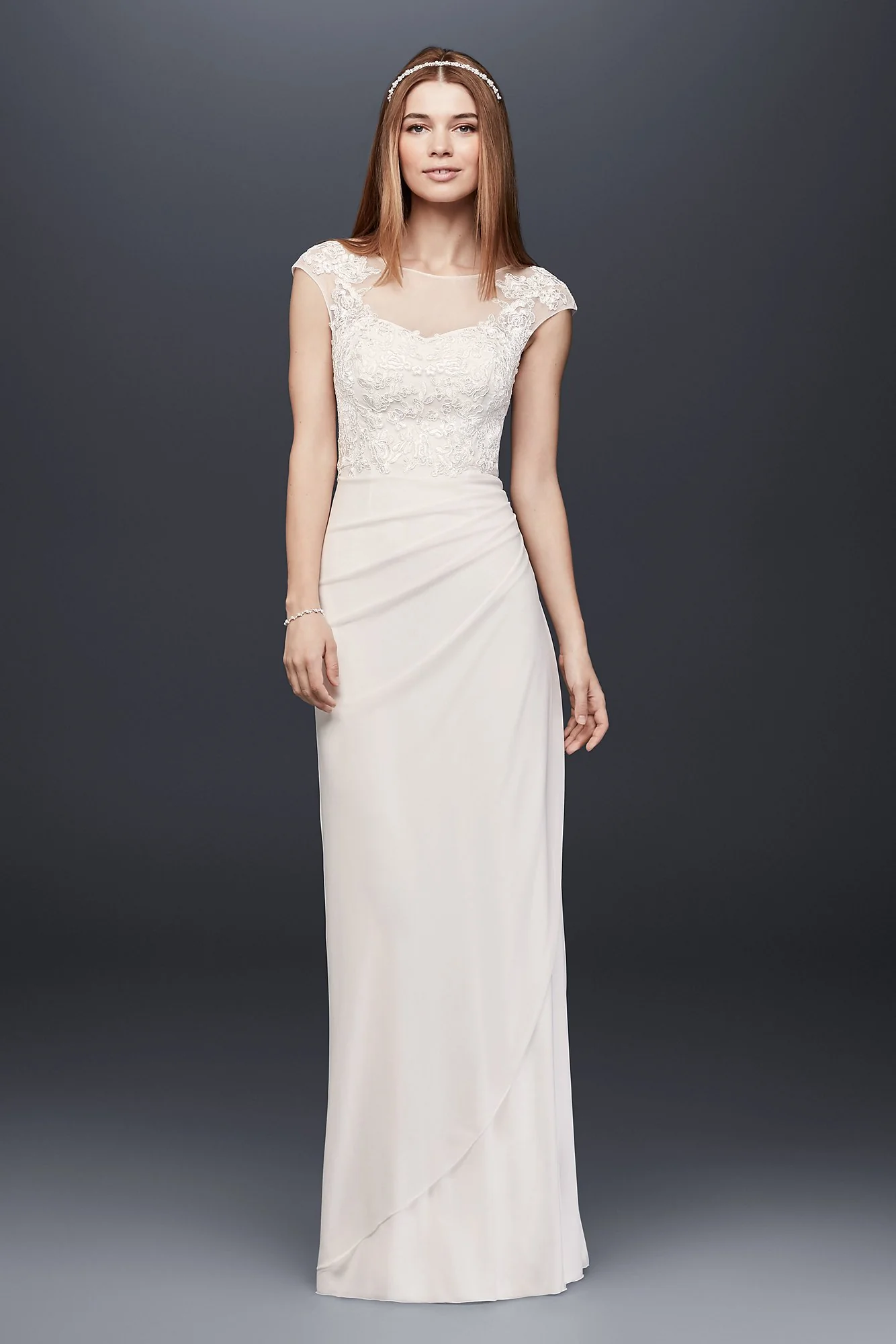 Lace Applique Illusion Mesh Sheath Dress - Image 2