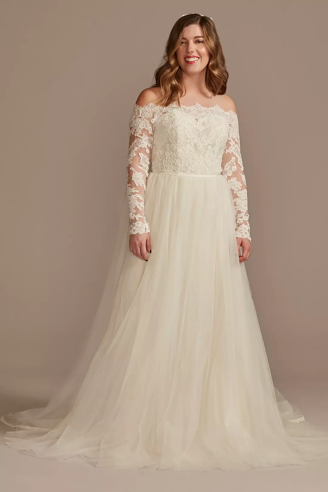 Lace Applique Off Shoulder Wedding Dress - Image 7