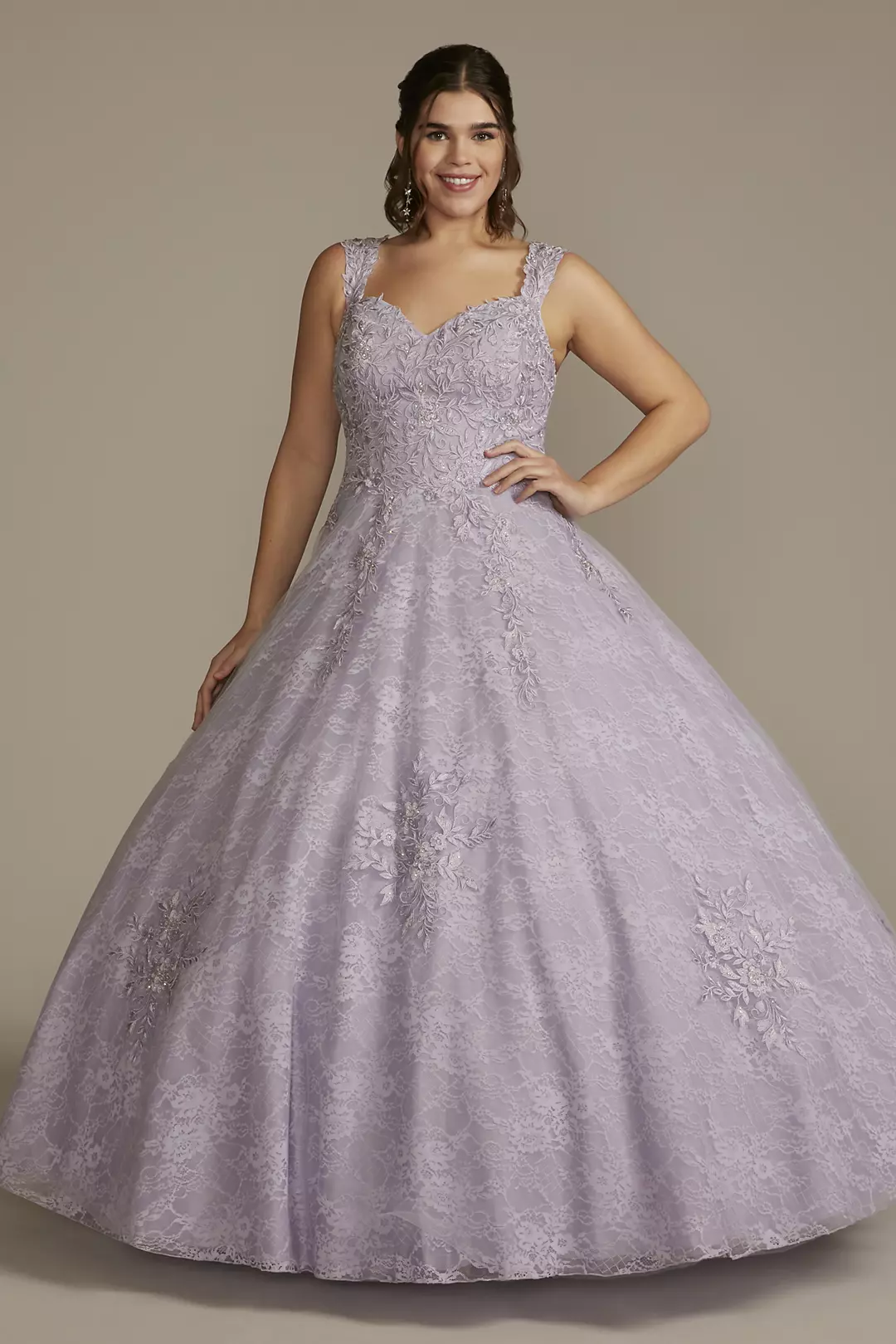 Lace Applique Semi-Cap Sleeve Quince Ball Gown - Image 4