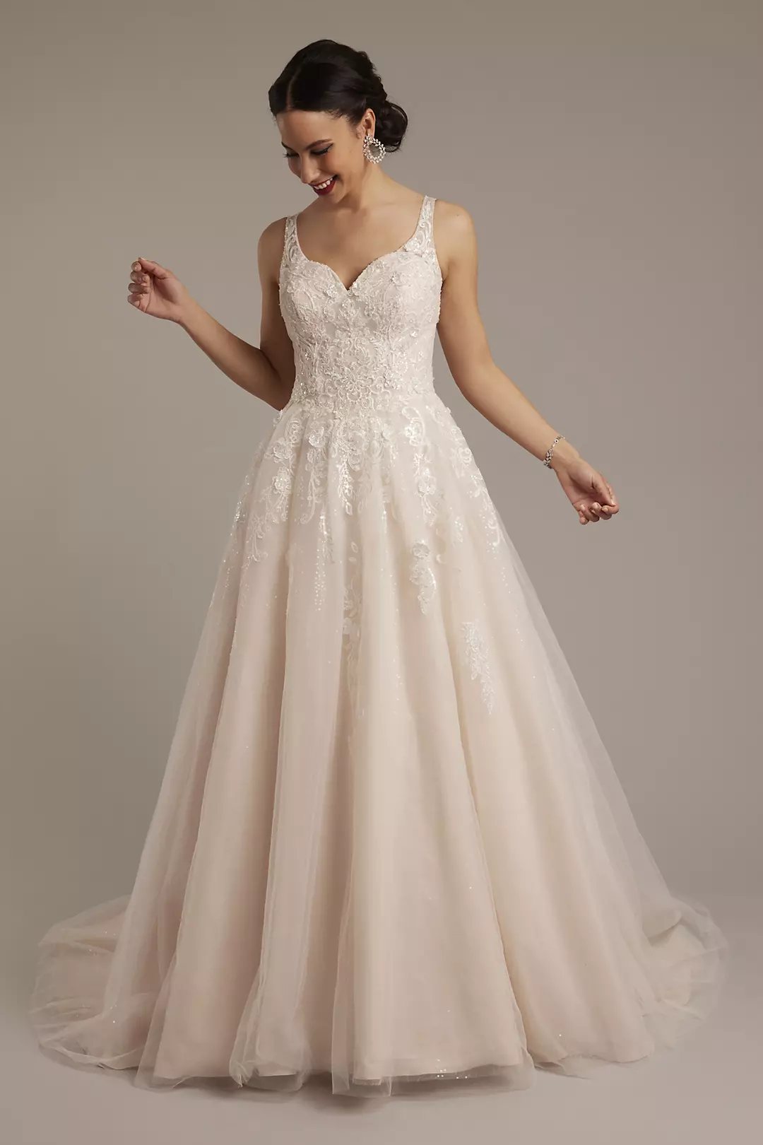 Lace Applique Tank Ball Gown Wedding Dress - Image 10