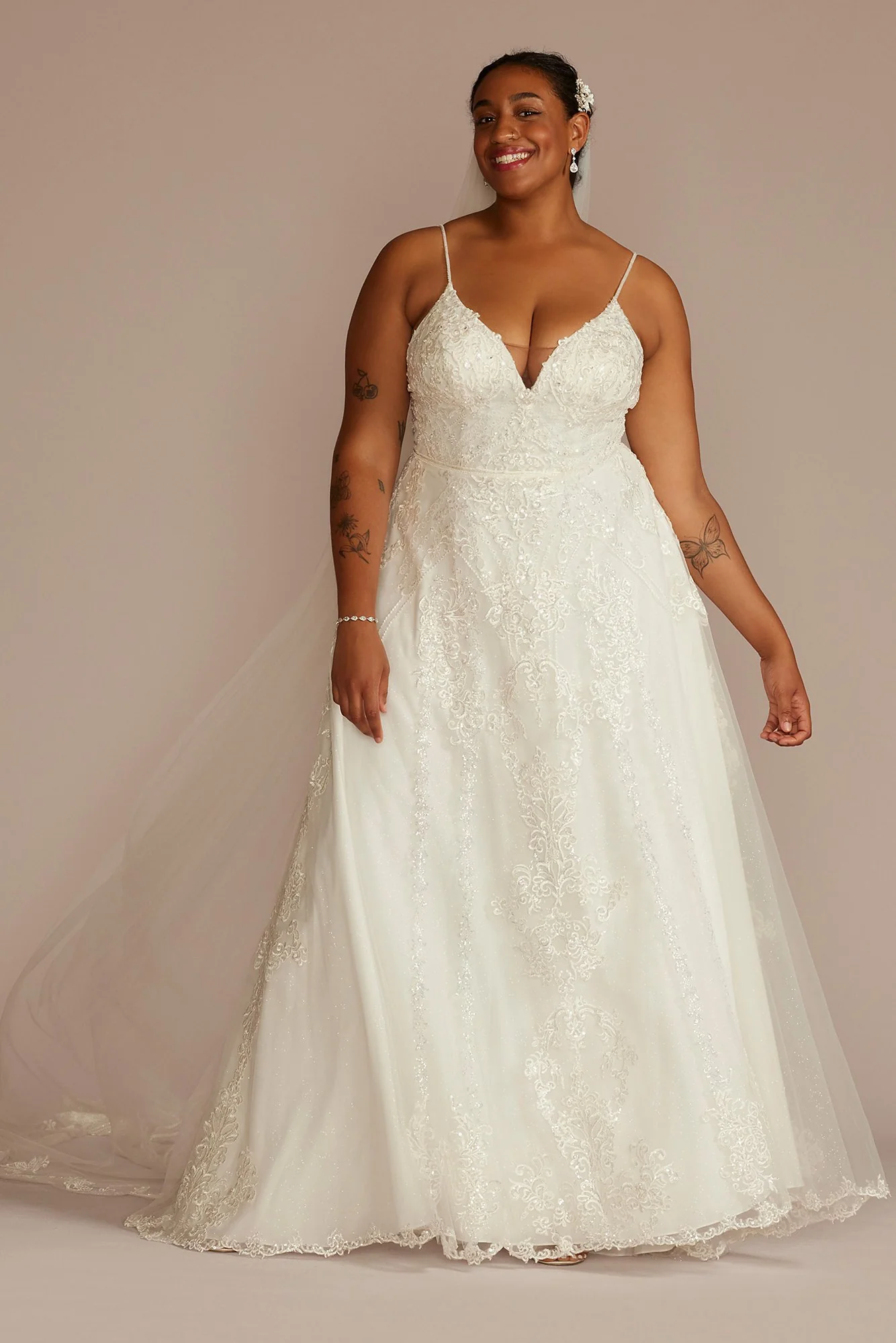 Lace Applique Tulle Wedding Dress - Image 11
