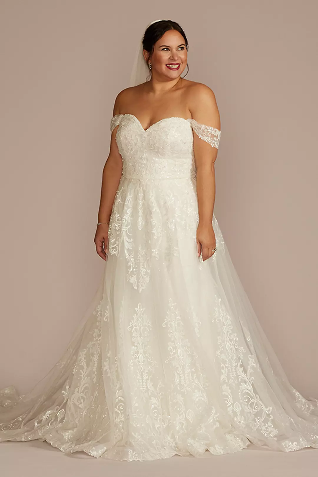 Lace Applique Wedding Dress with Removable Sleeves - Image 6