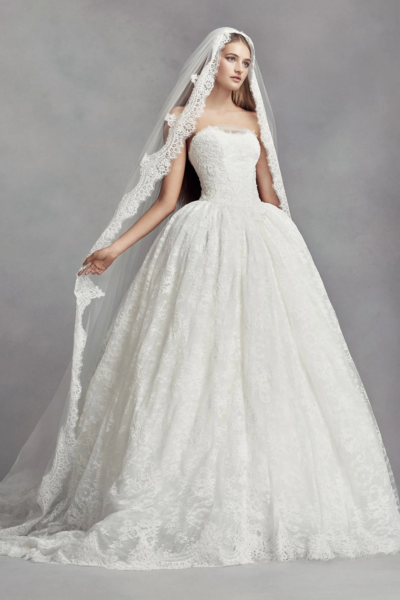 Lace Appliqued Mantilla-Style Cathedral Veil