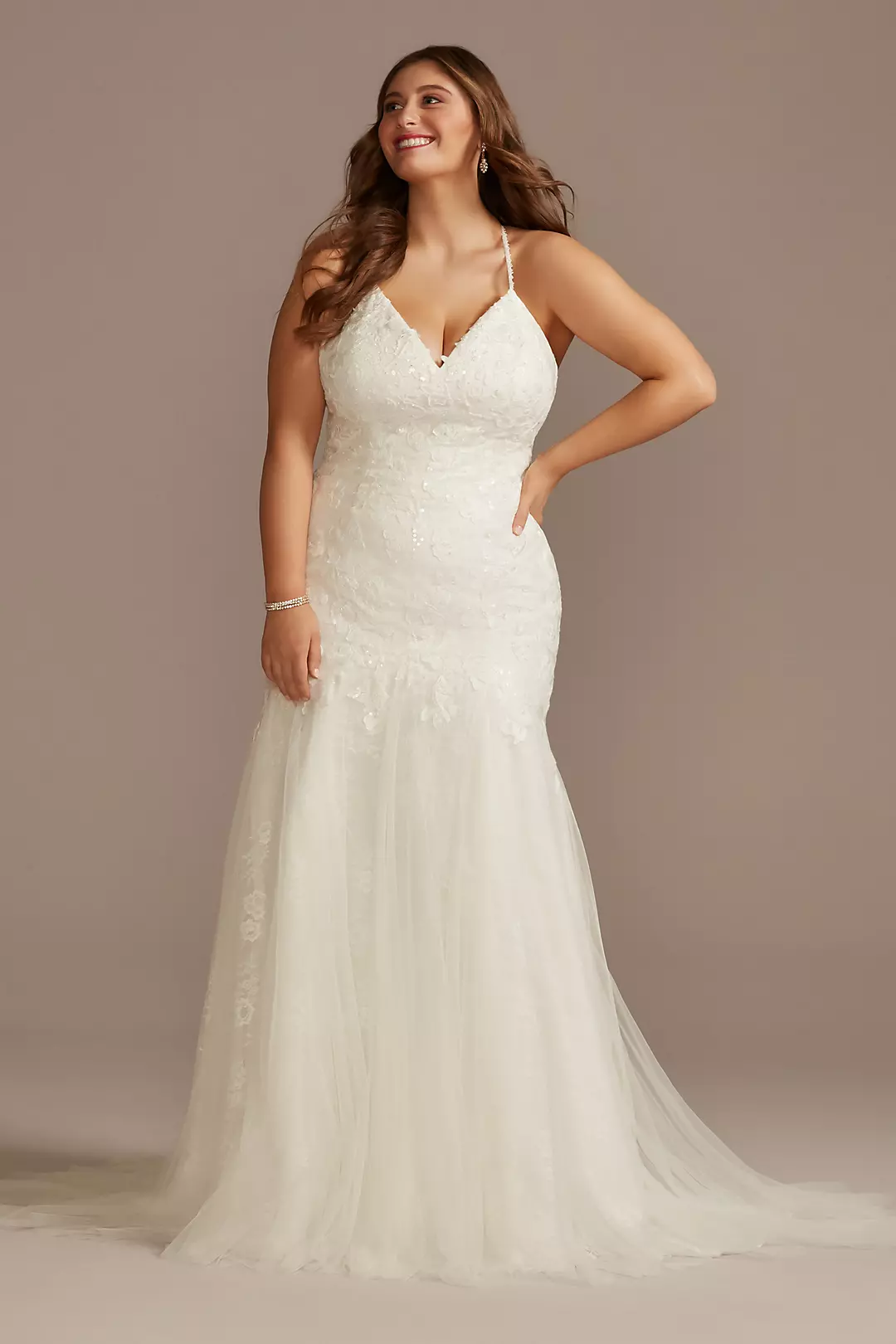 Beaded Spaghetti Strap Wedding Dress - Image 9