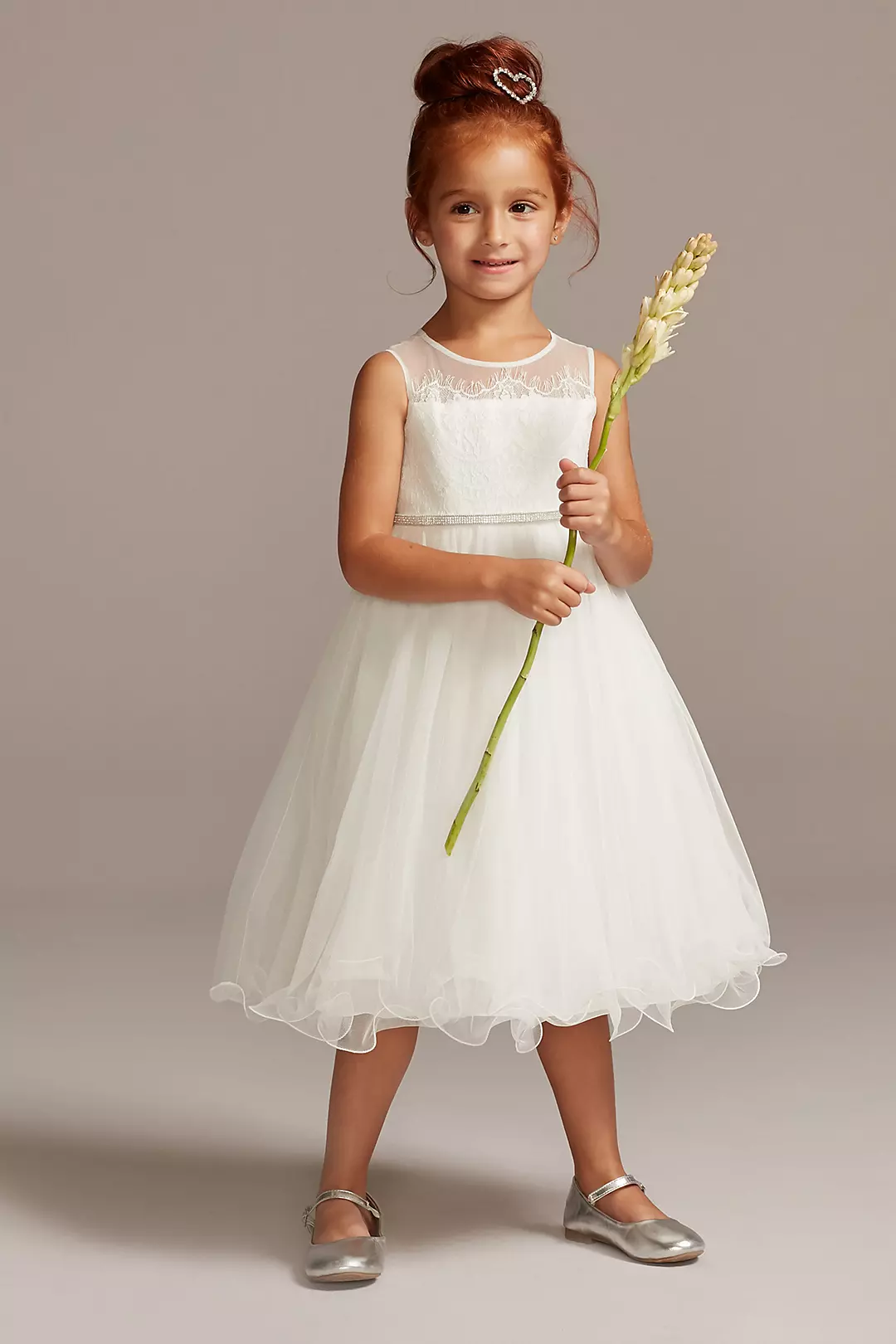Lace Bodice Flower Girl Dress with Crystal Sash - Image 4