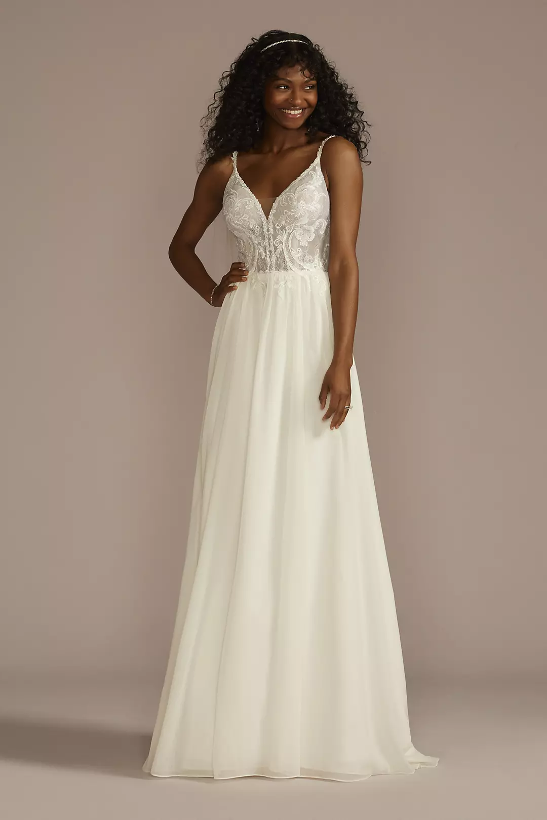 Lace Bodice Spaghetti Strap A-line Wedding Dress - Image 5