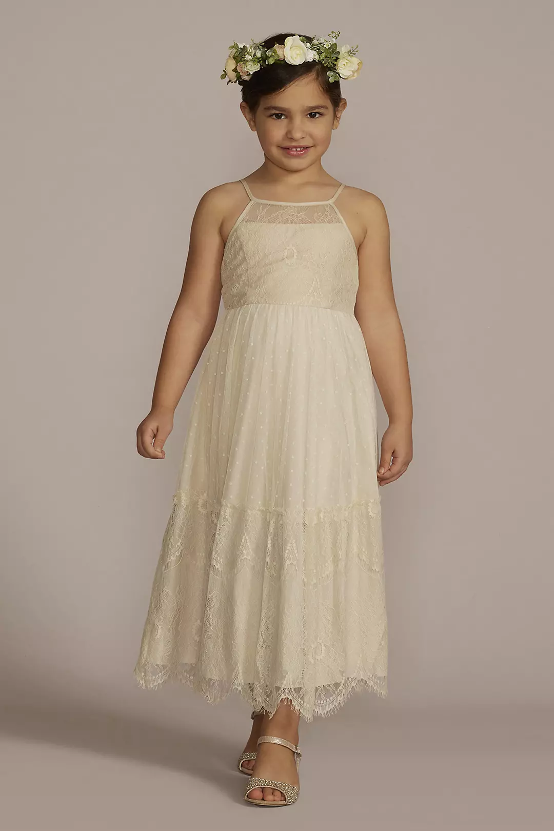 Lace Boho Flower Girl Dress with Keyhole Back - Image 5