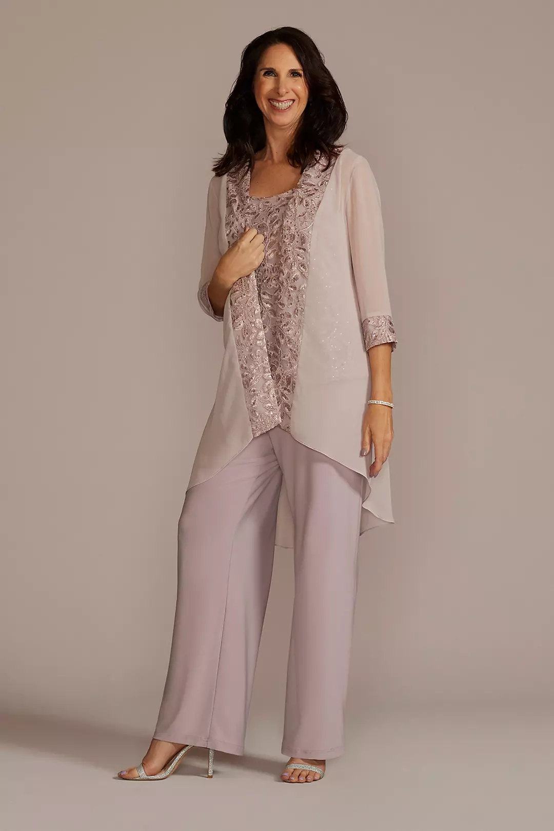 Lace Chiffon Three Piece Pantsuit - Image 3