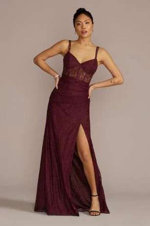 Lace Corset Bodice Dress with Slit - Image 5