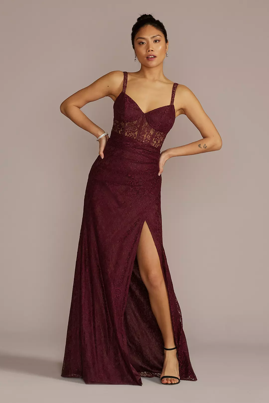 Lace Corset Bodice Dress with Slit - Image 7