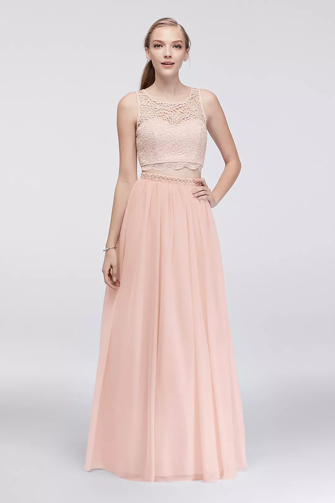 Lace Crop Top and Jersey Skirt Two-Piece Dress - Image 6