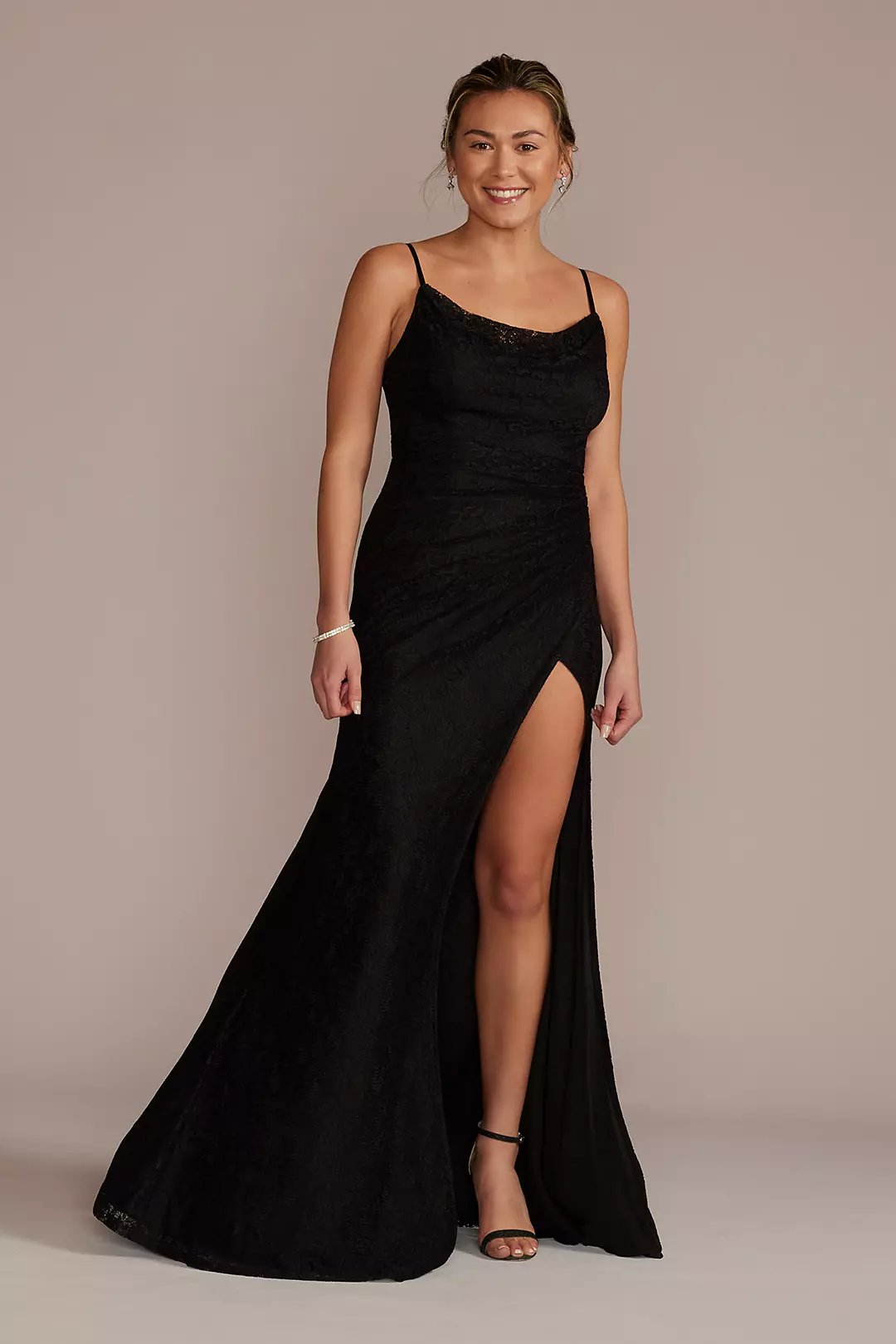 Lace Draped Cowl Neck Dress - Image 10