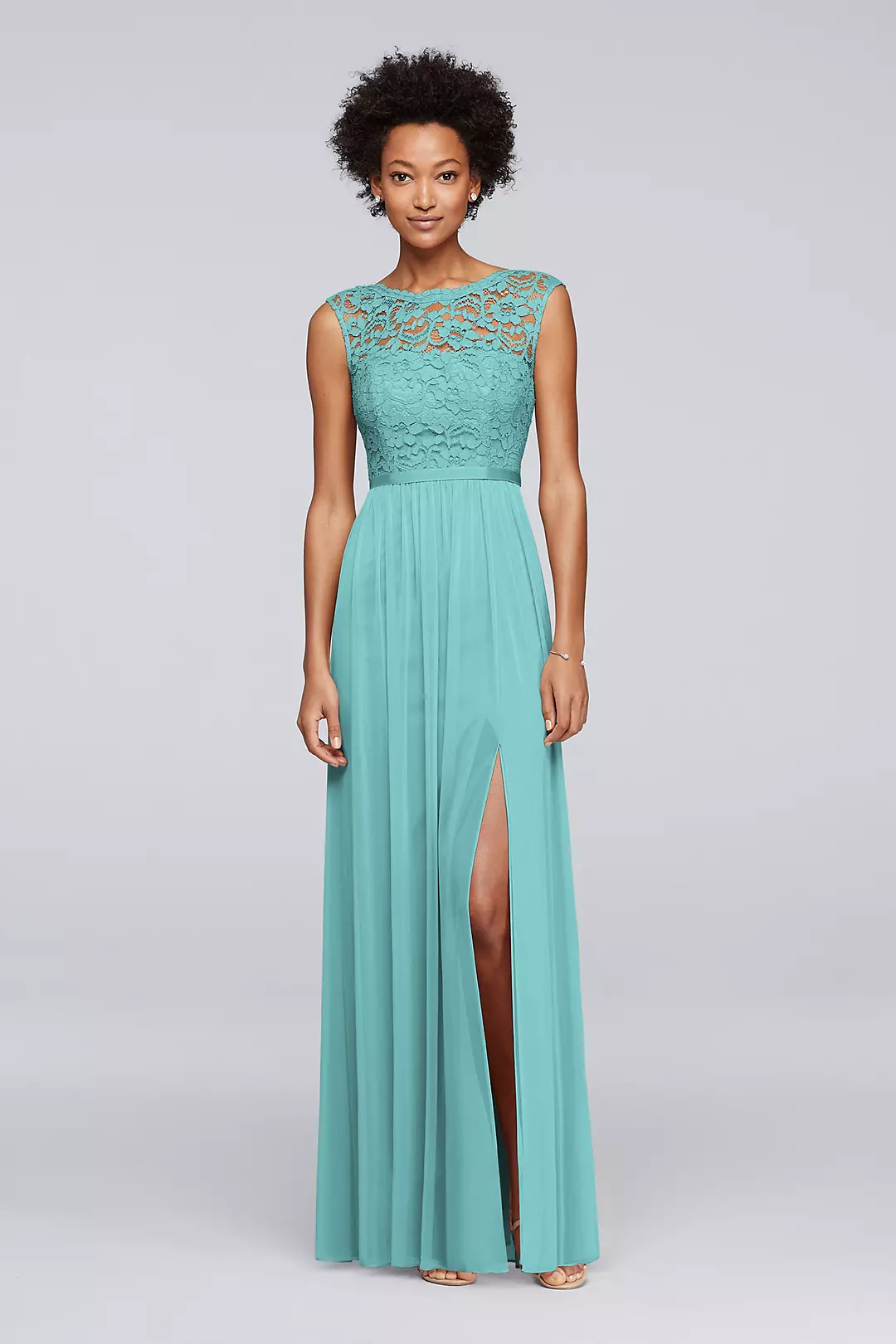 Lace Dress with Long Mesh Skirt - Image 11
