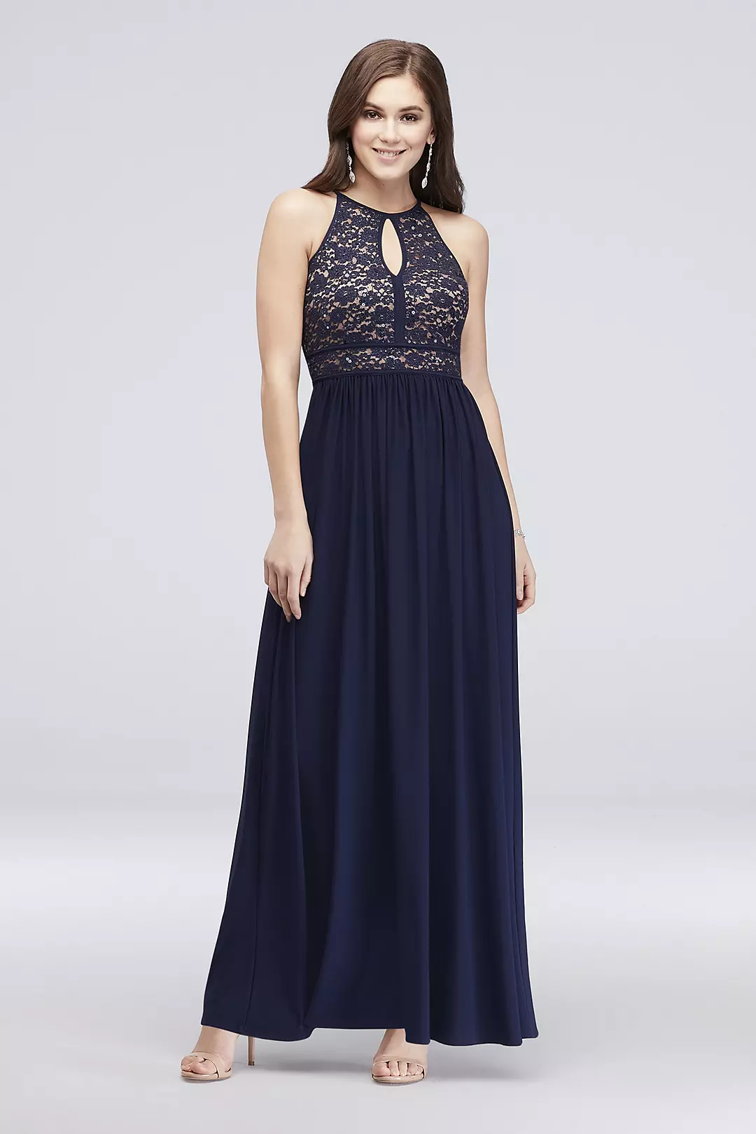 Lace Keyhole Tie Back Halter Dress - Image 23
