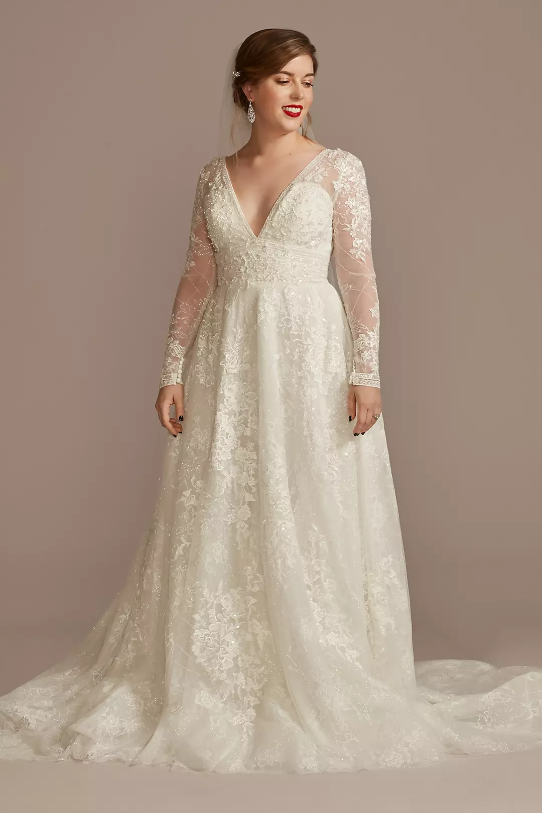 Lace Long Sleeve Keyhole Back Wedding Dress - Image 15